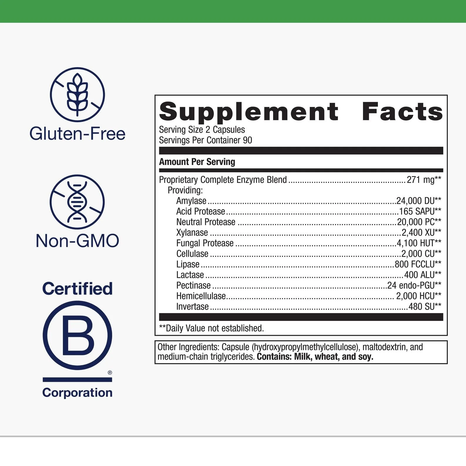 Metagenics SpectraZyme Enzyme Complex – Plant-Based Digestive Enzymes (Gluten-Free, Vegan) – 180 Capsules - Image 3