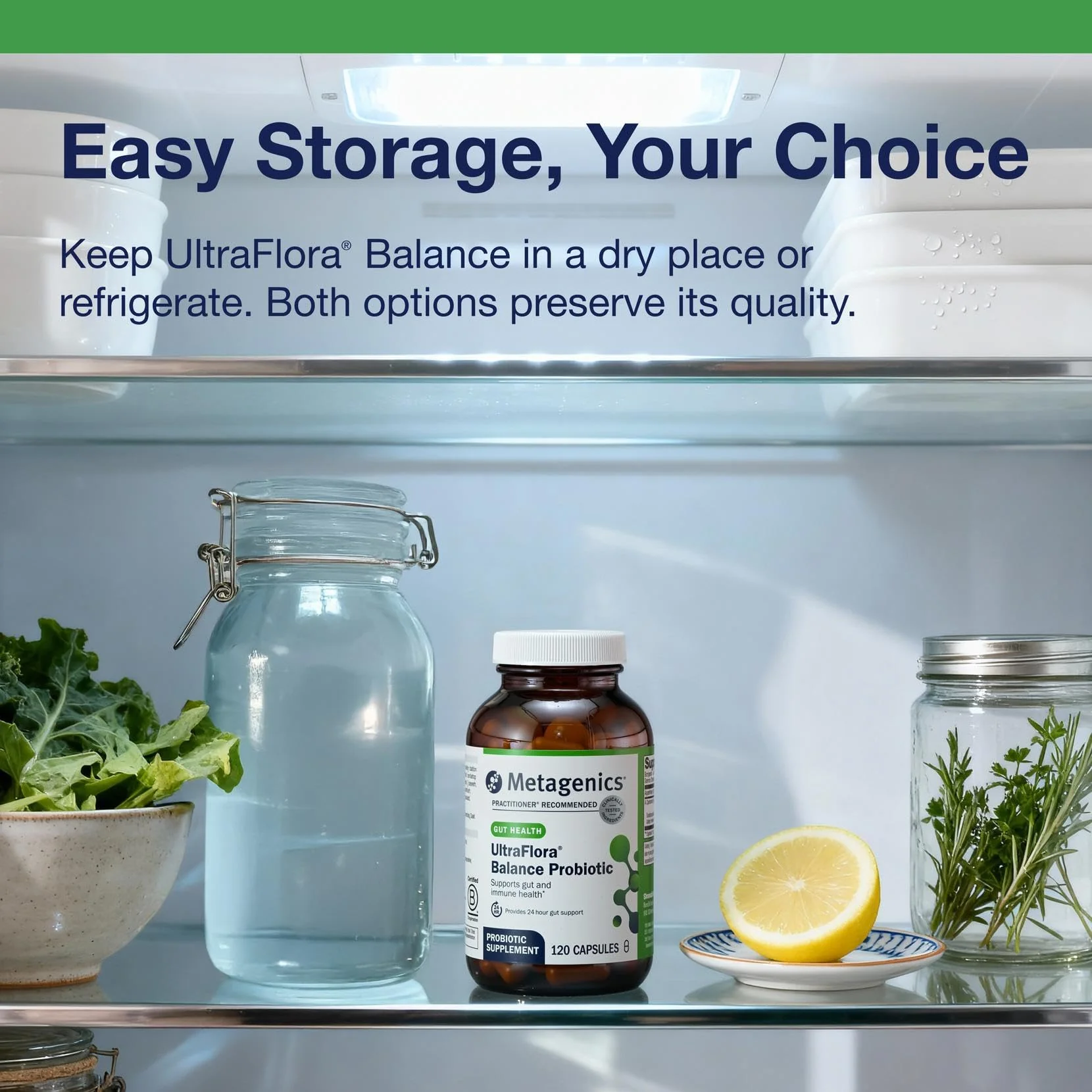 Metagenics UltraFlora Balance Probiotic - Shelf-Stable 15B CFU, 120 Capsules - Image 15