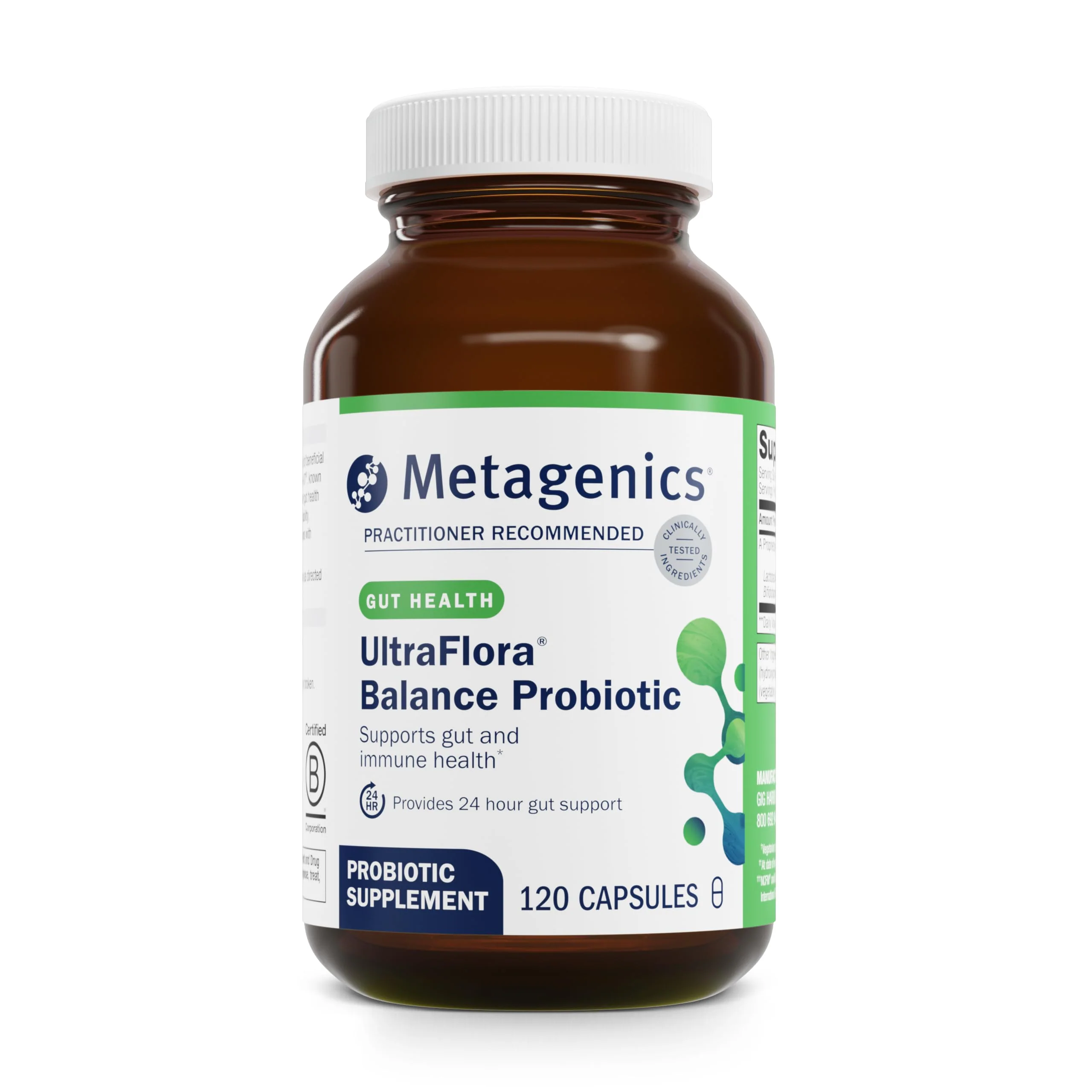 Metagenics UltraFlora Balance Probiotic - Shelf-Stable 15B CFU, 120 Capsules - Image 9