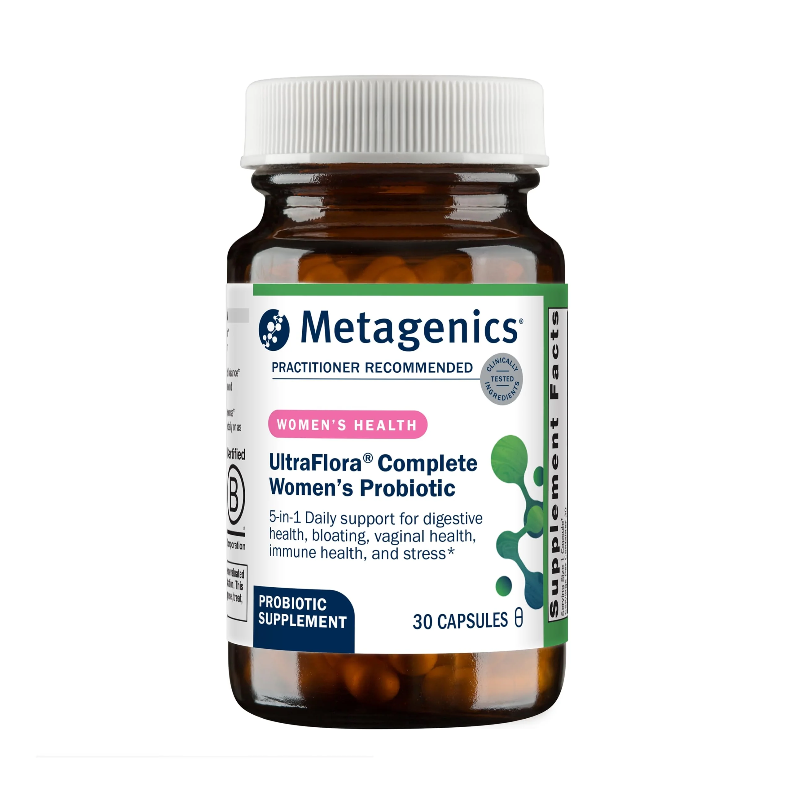 Metagenics UltraFlora Complete Women's Probiotic - Shelf-Stable 5-in-1, 30 Capsules - Image 9