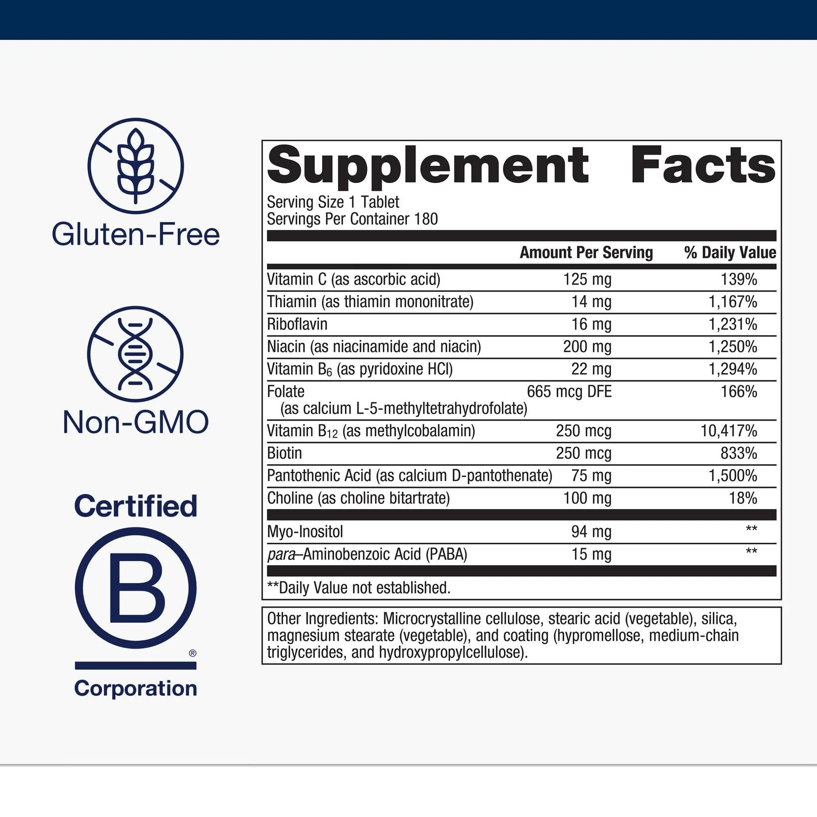 Metagenics Vitamin B-Complex with Active B6 & B12, Folate | Energy Support, Stress & Nervous System Health | Vegetarian & Gluten-Free | 180 Tablets - Image 2