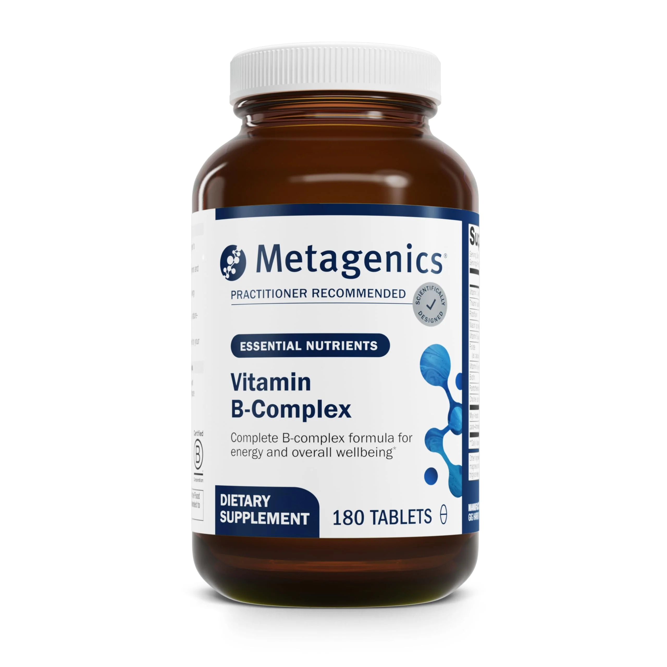 Metagenics Vitamin B-Complex with Active B6 & B12, Folate | Energy Support, Stress & Nervous System Health | Vegetarian & Gluten-Free | 180 Tablets - Image 8
