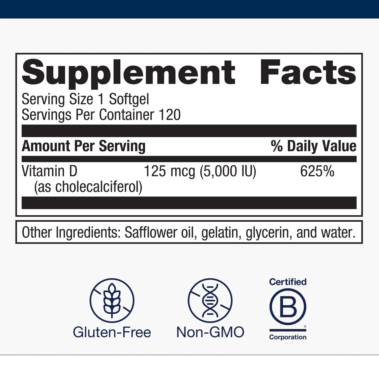 Metagenics Vitamin D3 5000 IU Softgels - High Potency 125 mcg in Coconut Oil, Non-GMO, Gluten-Free | 120 Count - Image 2