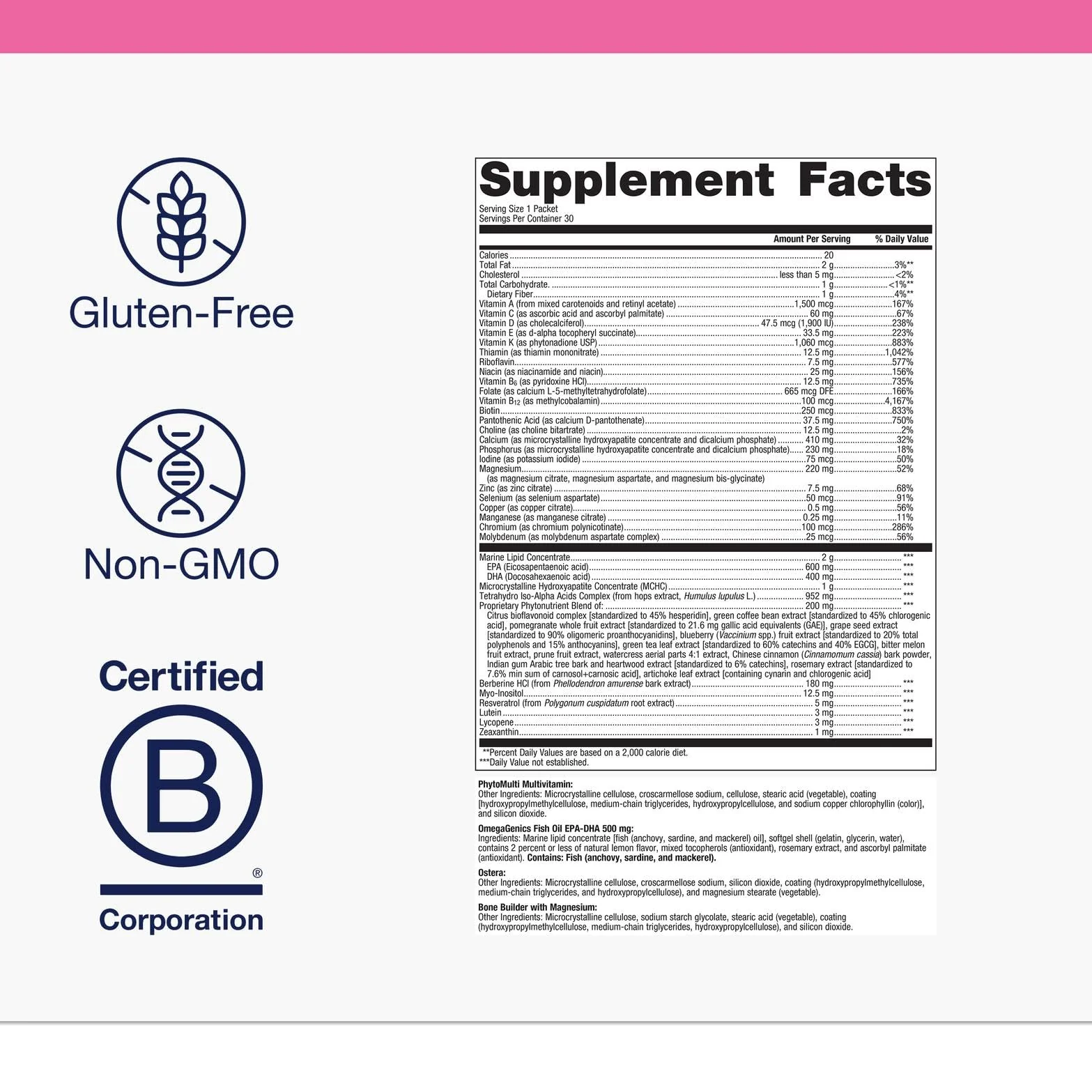 Metagenics Wellness Essentials Women's Prime – Daily Multivitamin & Omega-3 Packets for Menopause Support | Bone, Heart, Brain & Immune Health | Gluten-Free | 30 Pack - Image 3
