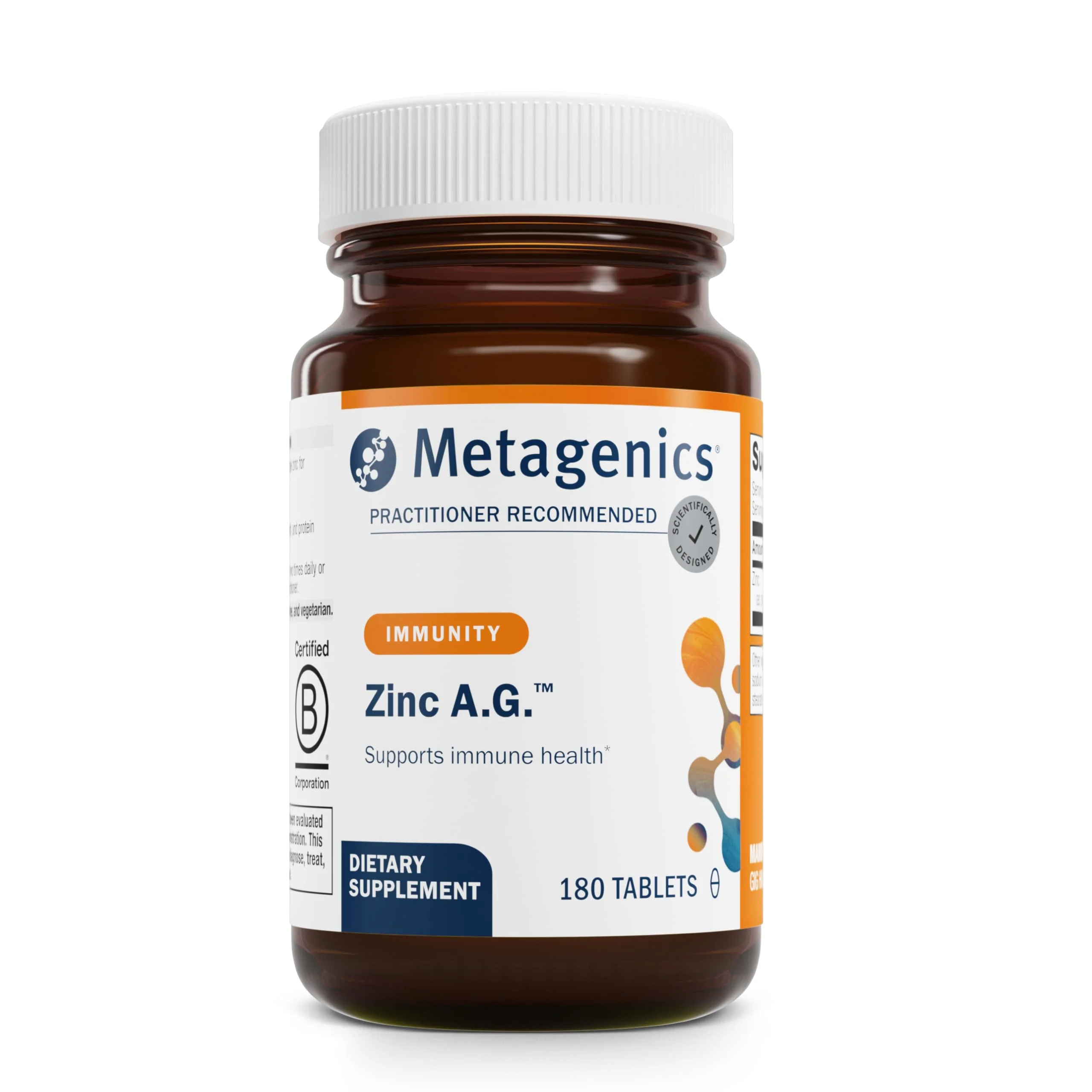 Metagenics Zinc A.G. Chelated Zinc with Arginine & Glycine – Immune, Bone, Skin Support | 180 Tablets - Image 8