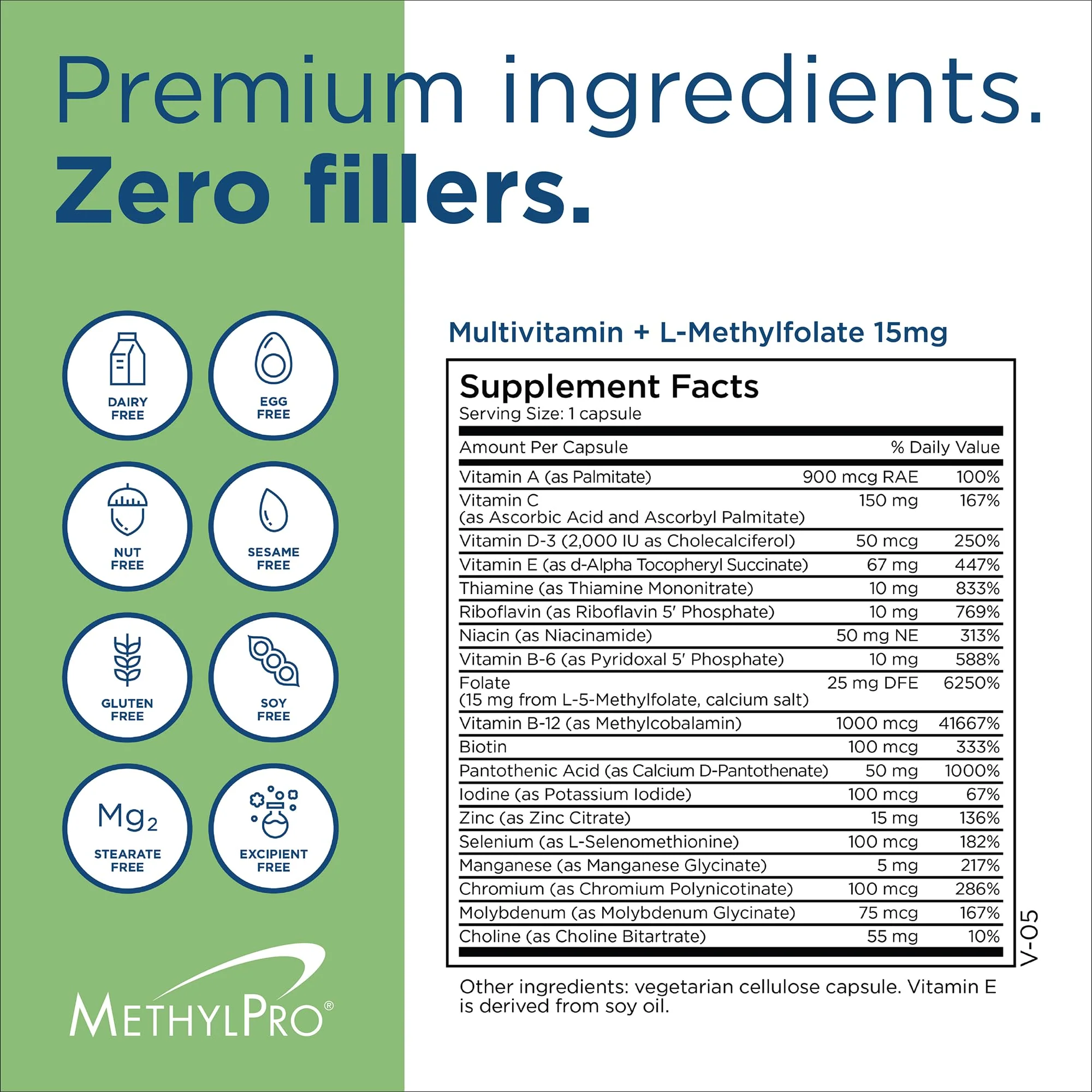 MethylPro Multivitamin + 15 mg Methylfolate – Iron-Free Multivitamin, 30 Capsules - Image 6