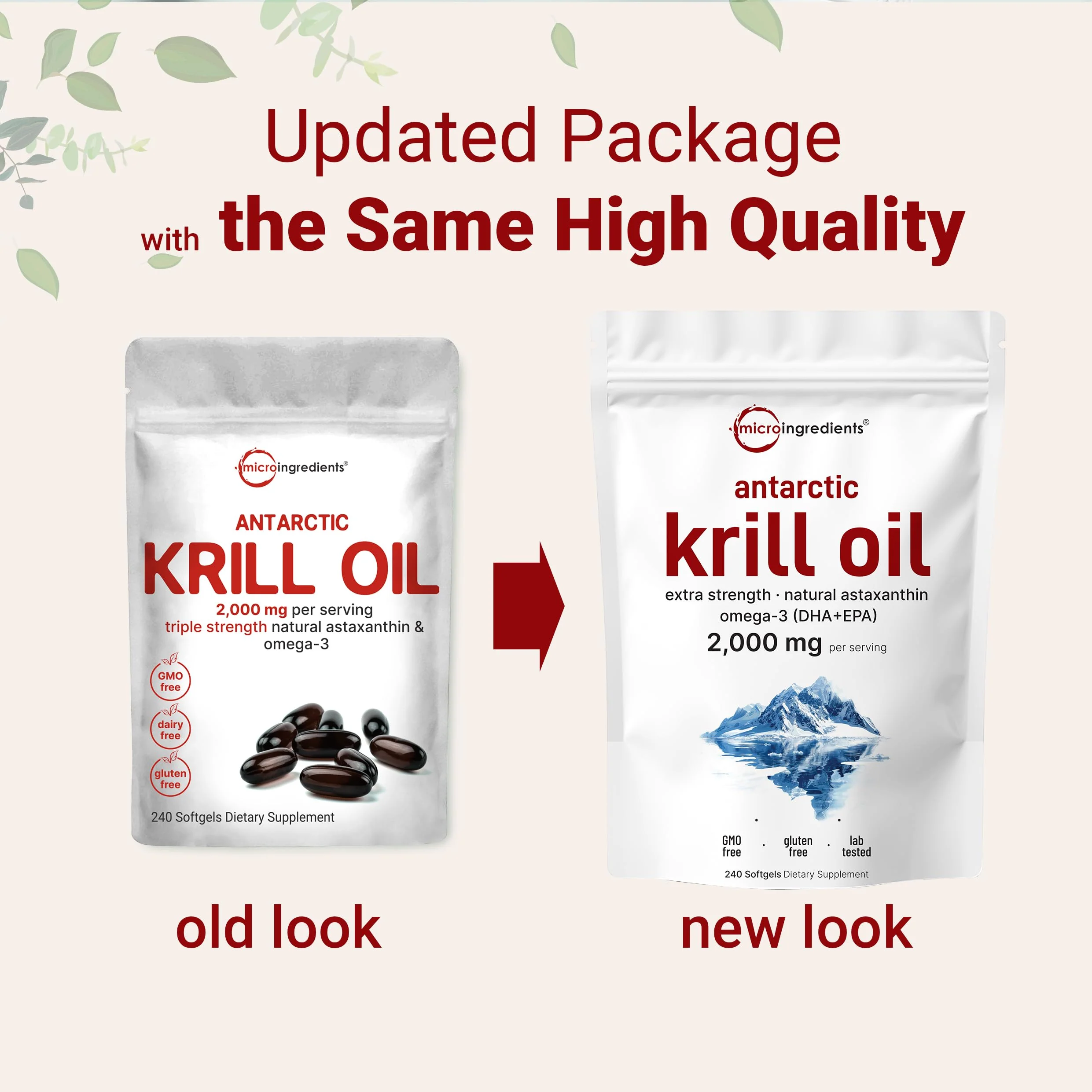 Micro Ingredients Antarctic Krill Oil - 2000mg/Serving, 240 Softgels, Omega-3 EPA/DHA & Astaxanthin - Image 3