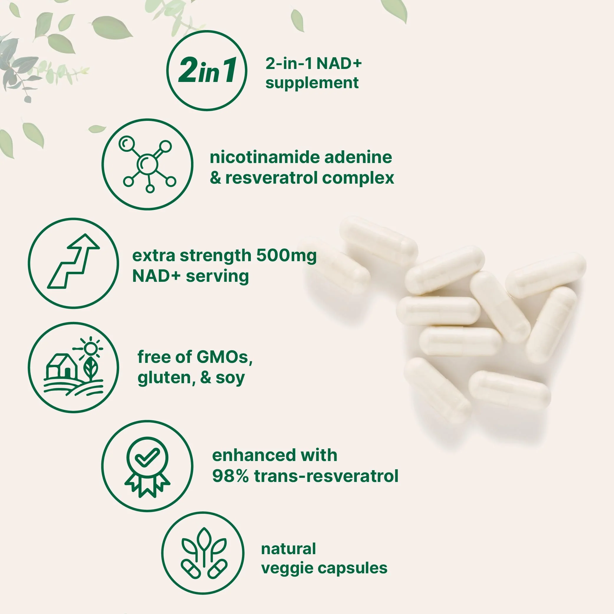 Micro Ingredients NAD+ 500mg with Resveratrol - 240 Veggie Capsules | Anti-Aging, Energy & Brain Support - Image 3