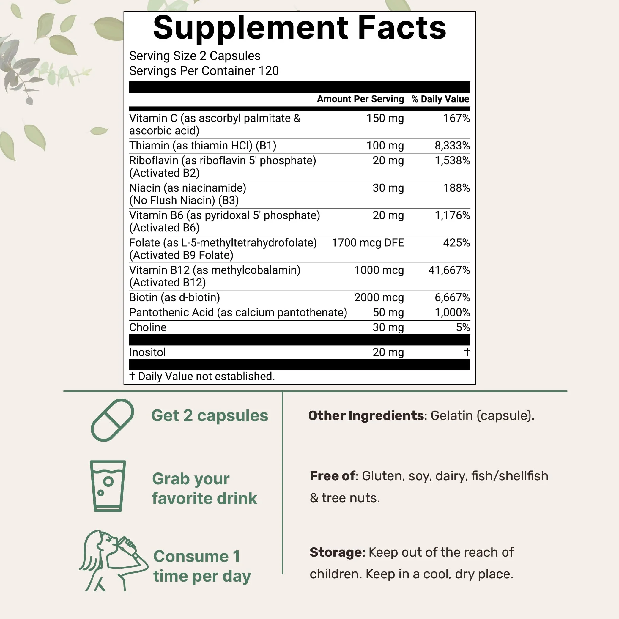 Micro Ingredients Pure Methylated B Complex – 240 Capsules | 11-in-1 B Vitamins with Methylfolate & Methylcobalamin | Non-GMO - Image 2
