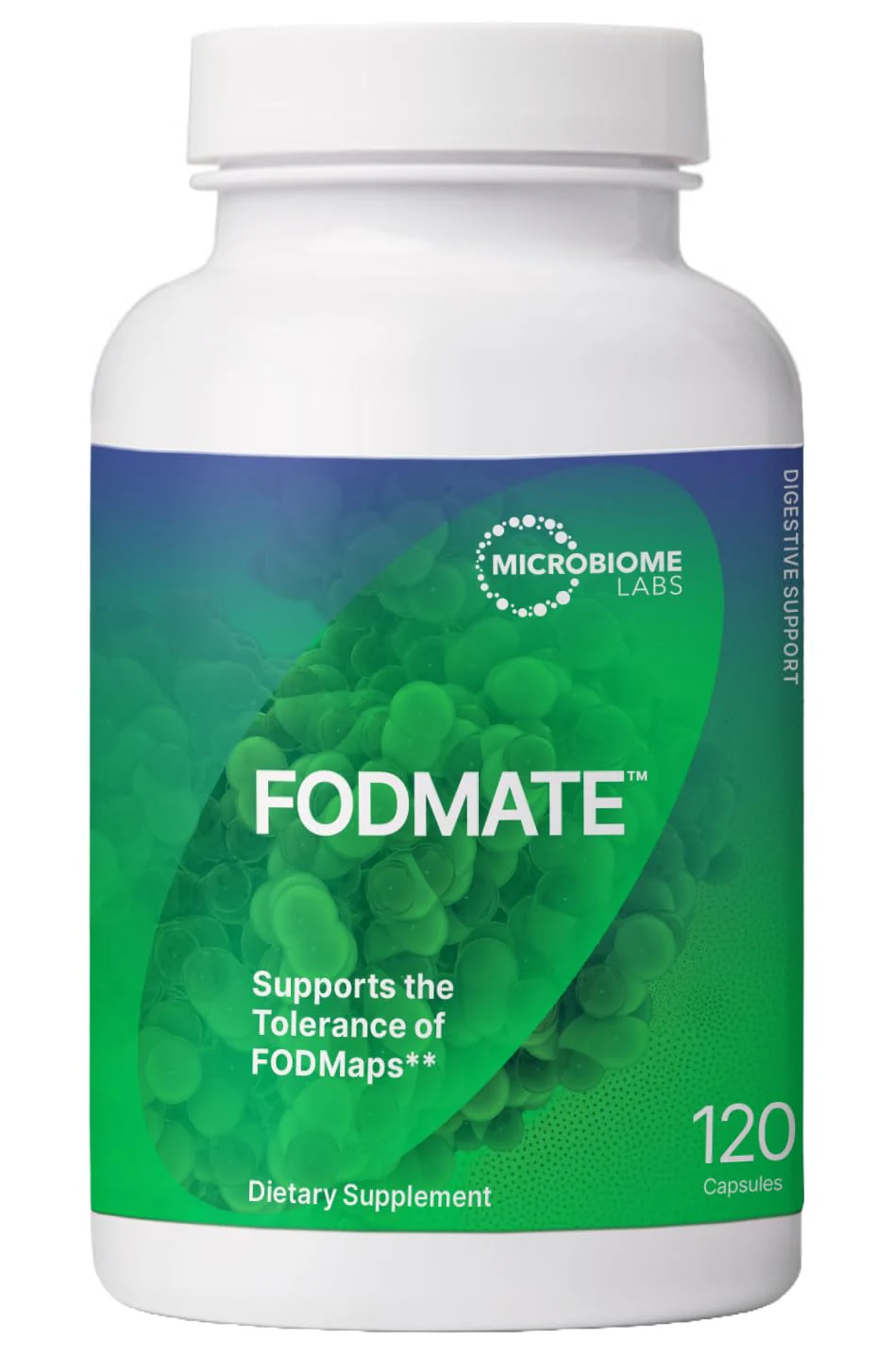 Microbiome Labs FODMATE Digestive Enzymes for Women & Men — Low FODMAP Support (120 Capsules)