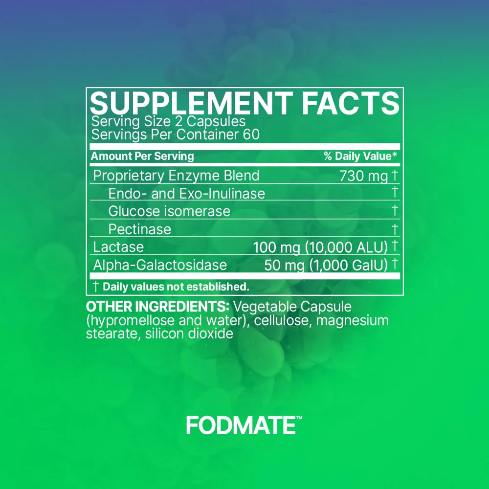 Microbiome Labs FODMATE Digestive Enzymes for Women & Men — Low FODMAP Support (120 Capsules) - Image 6