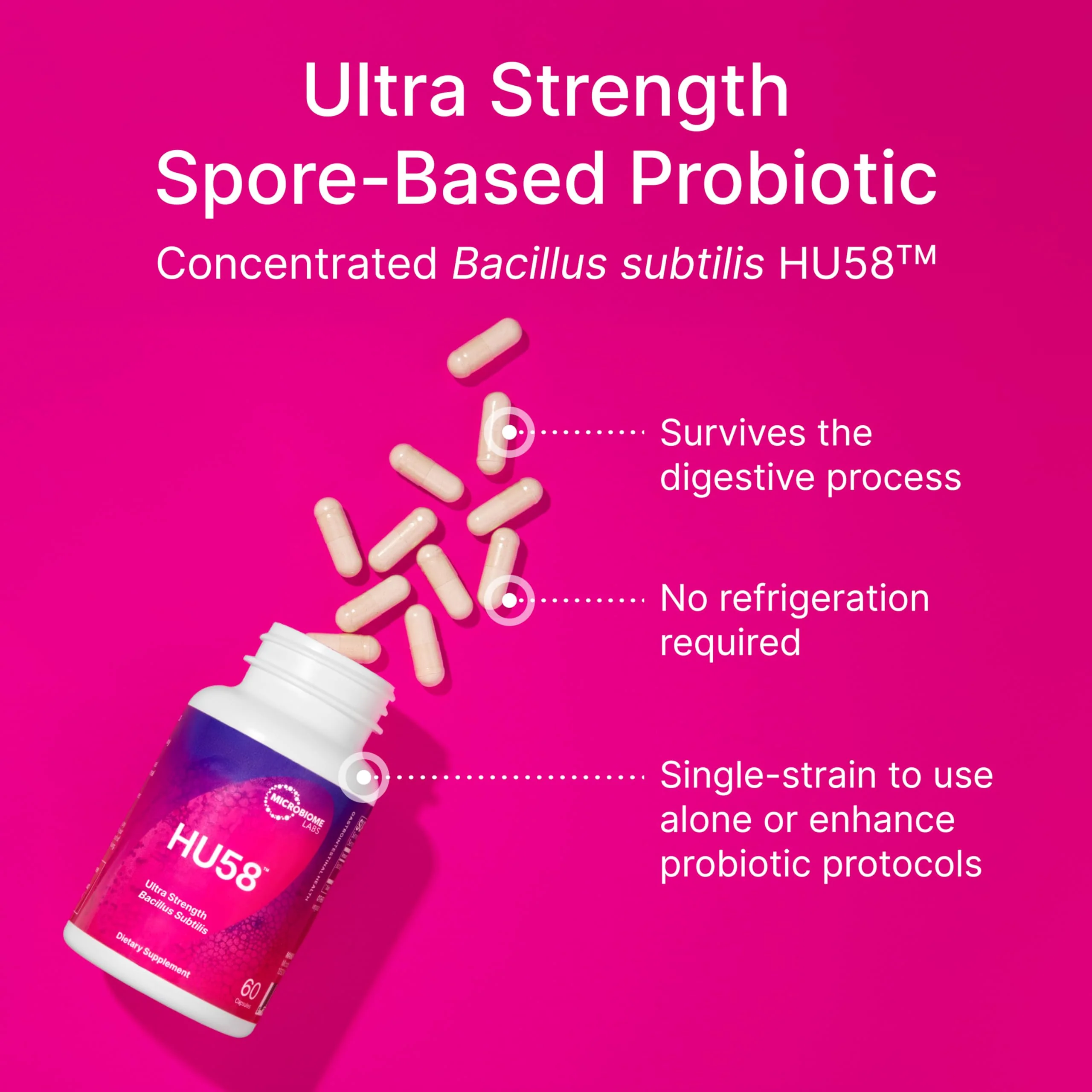 Microbiome Labs HU58 Bacillus Subtilis Probiotics for Digestive Health & Immune Support - 10B CFU Daily Capsules (60) - Image 11