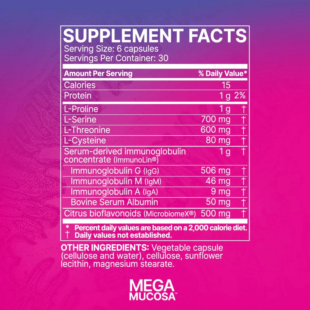 Microbiome Labs MegaMucosa – Amino Acids + Dairy-Free Immunoglobulins for Gut Health & Immunity (180 Capsules) - Image 15