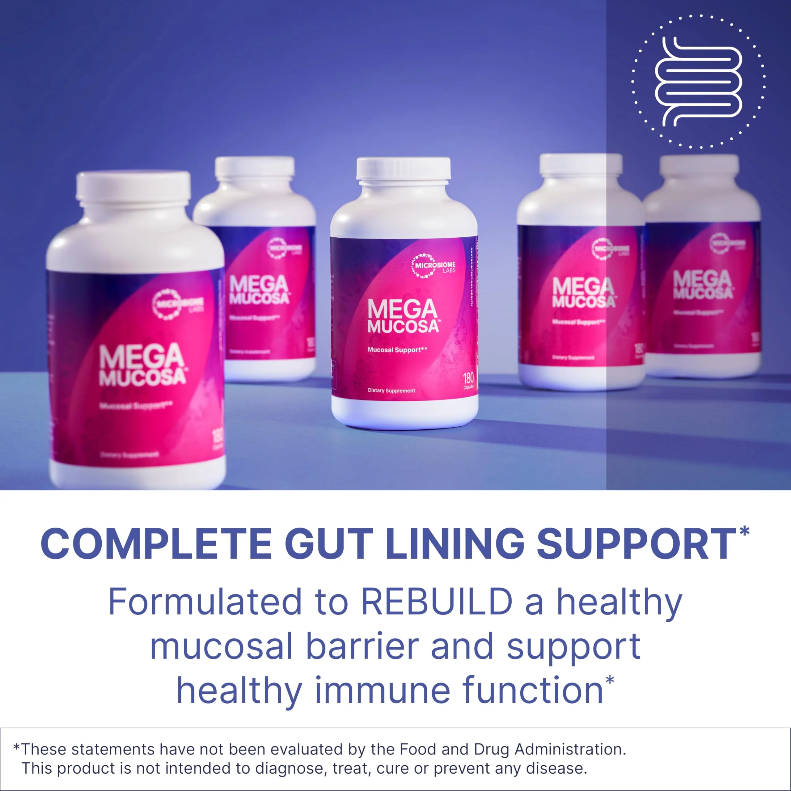 Microbiome Labs MegaMucosa – Amino Acids + Dairy-Free Immunoglobulins for Gut Health & Immunity (180 Capsules) - Image 2