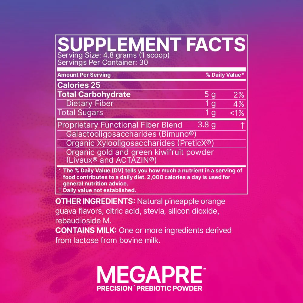Microbiome Labs MegaPre Prebiotic Fiber Powder – Pineapple Orange Guava (5.5 Oz) - Image 6
