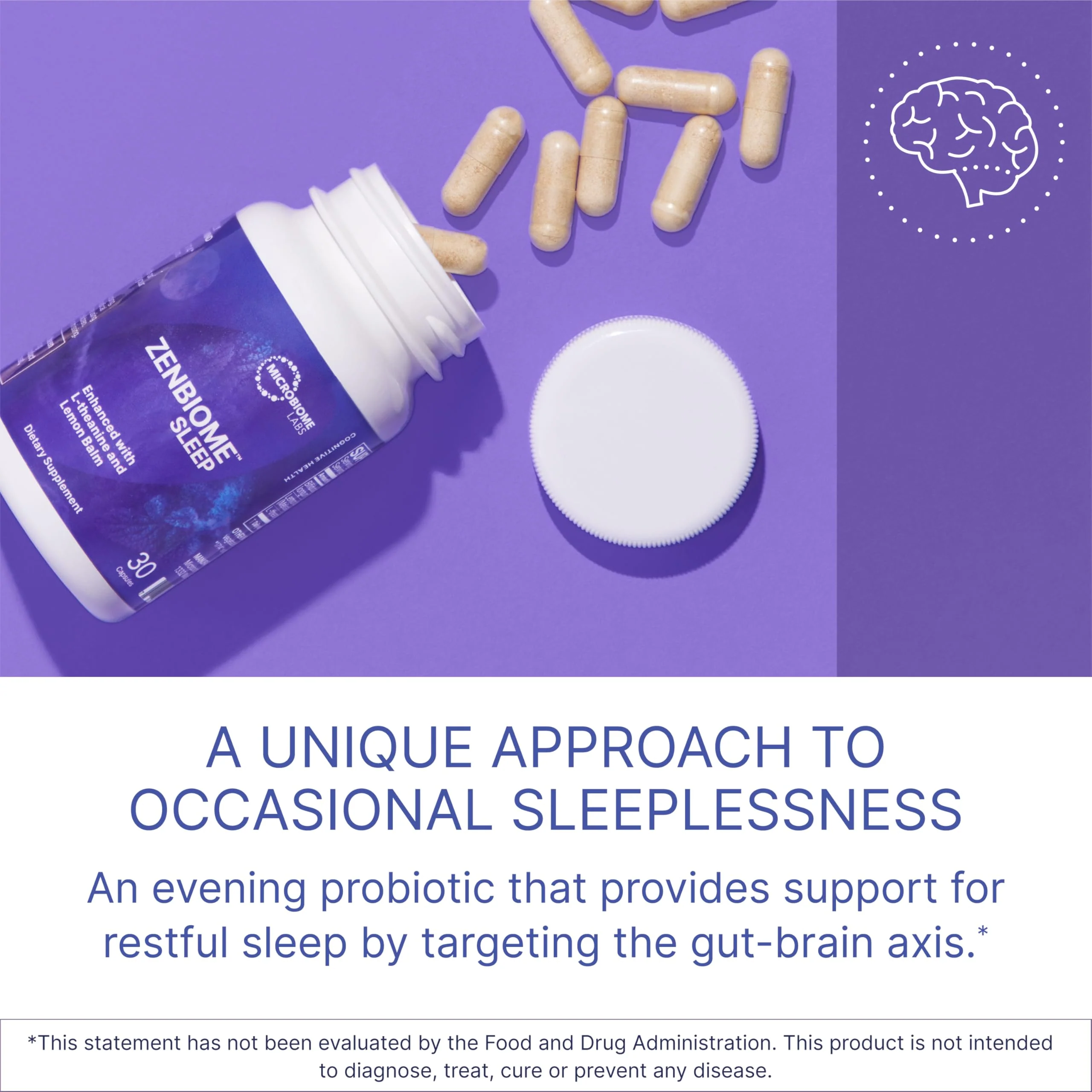 Microbiome Labs Zenbiome Sleep – L-Theanine, Lemon Balm & Probiotics for Nighttime Calm (30 Capsules) - Image 11