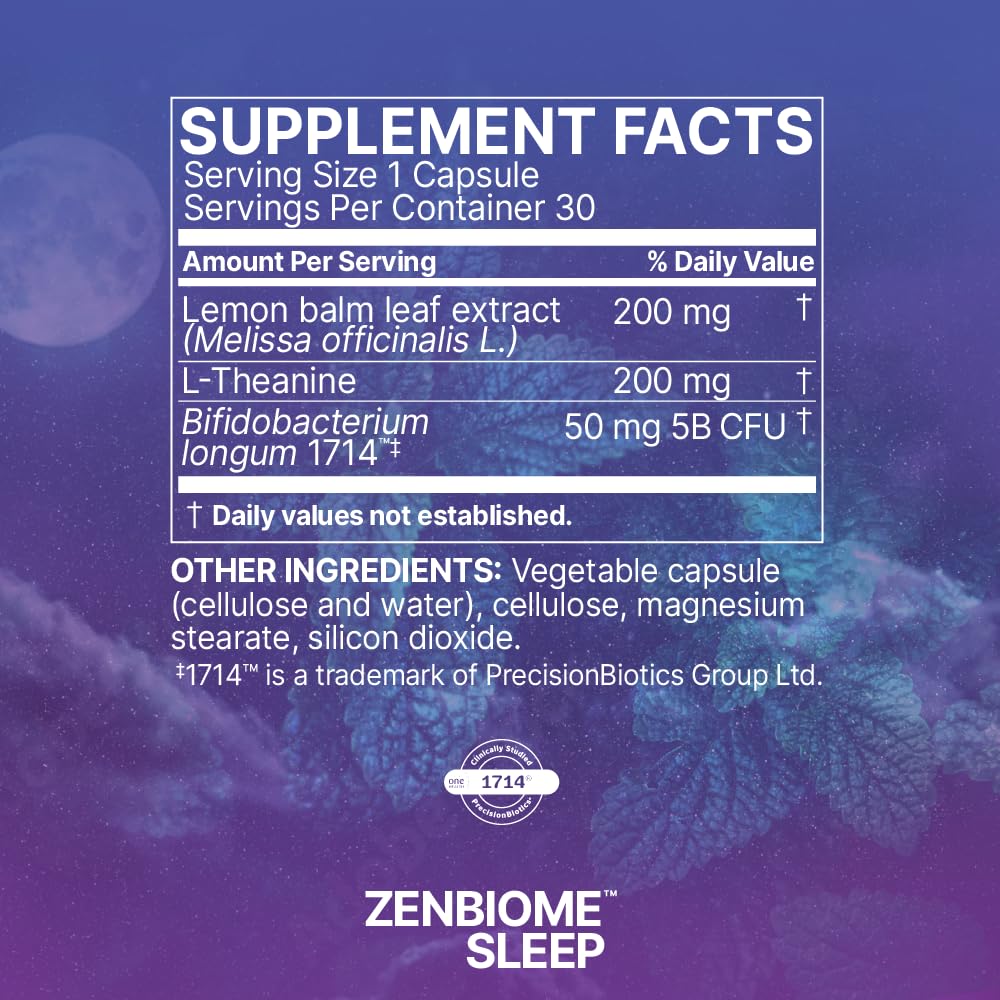 Microbiome Labs Zenbiome Sleep – L-Theanine, Lemon Balm & Probiotics for Nighttime Calm (30 Capsules) - Image 15