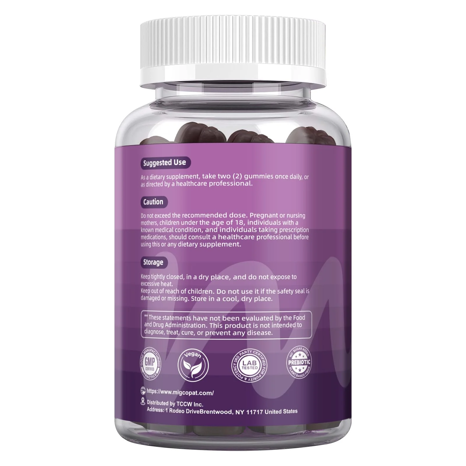 Migcopat Pre Post Probiotics Gummies – 5 in 1 Digestive Support, Blackberry Flavor, 120B CFU, Sugar Free & Vegan | 120 Ct - Image 9