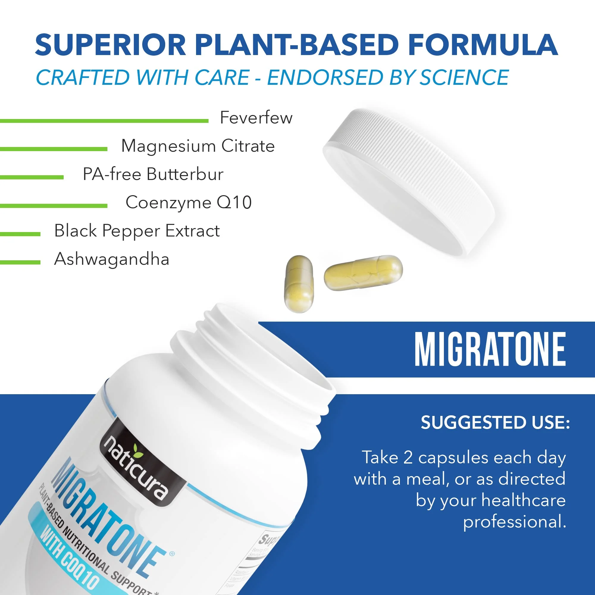 Migratone Headache Support Formula by Naticura – PA-Free Butterbur, Magnesium, B Vitamins & CoQ10 - Image 4