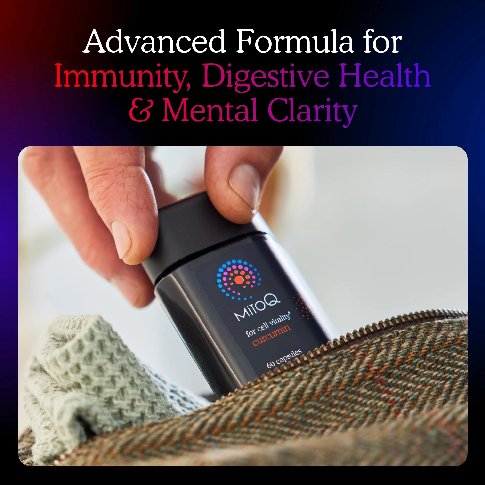 MitoQ Curcumin Advanced CoQ10 — Immunity, Digestive Health & Cell Vitality (60 Capsules) - Image 2