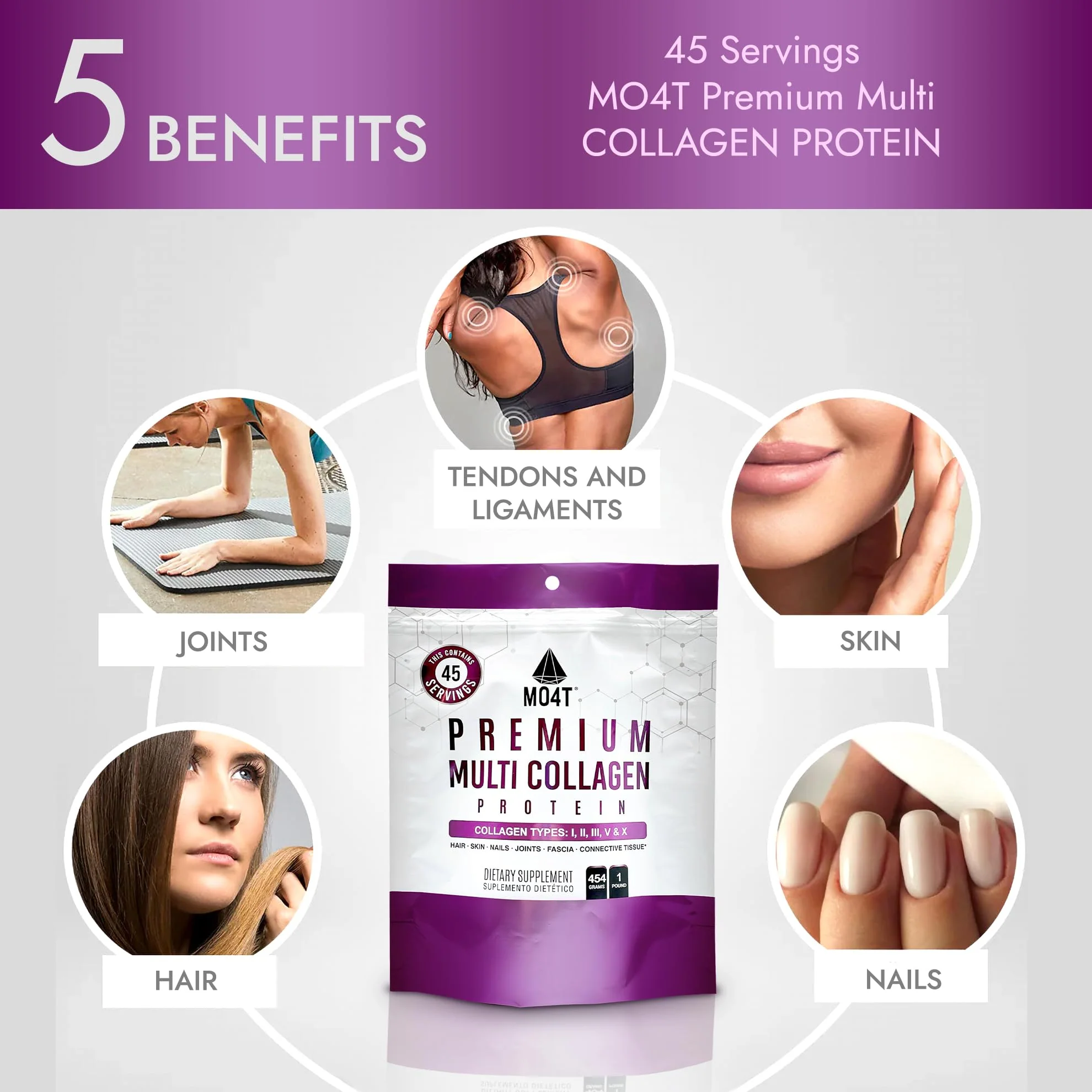 MO4T MOMOF4TRANSFORM Hydrolyzed Multi Collagen Powder | Sugar-Free, Grass-Fed | 1 lb | Hair, Skin & Nails - Image 2