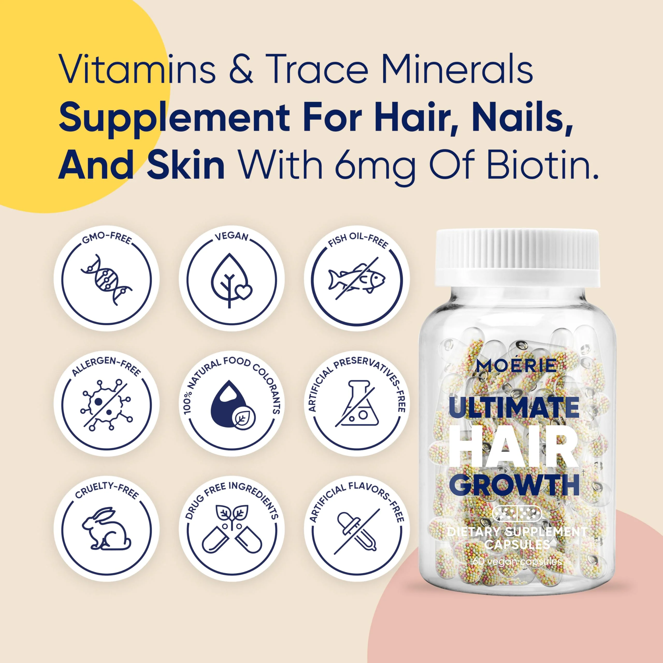 Moerie Hair Growth Supplement for Women & Men | Biotin, Q10 & Minerals - Image 2