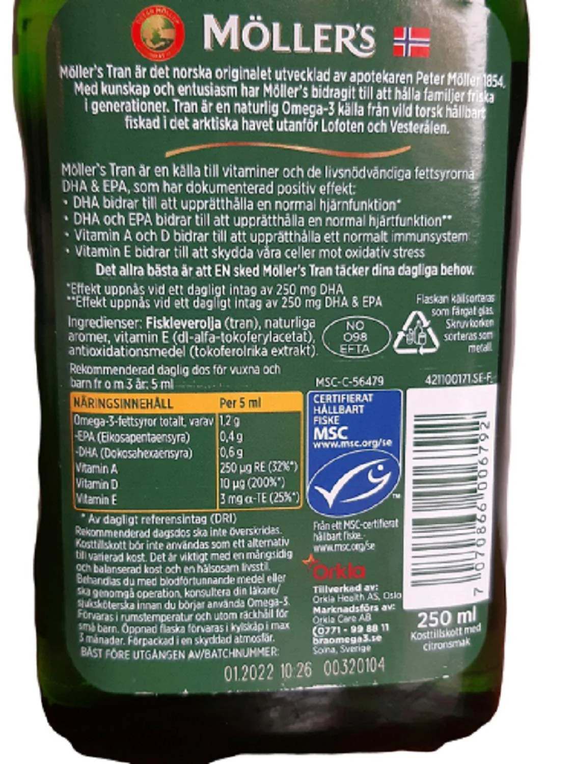 MÖLLER'S Tran Cod Liver Oil 250 ml | Citron Flavor | Omega-3 | Vitamin A, D & E - Image 7