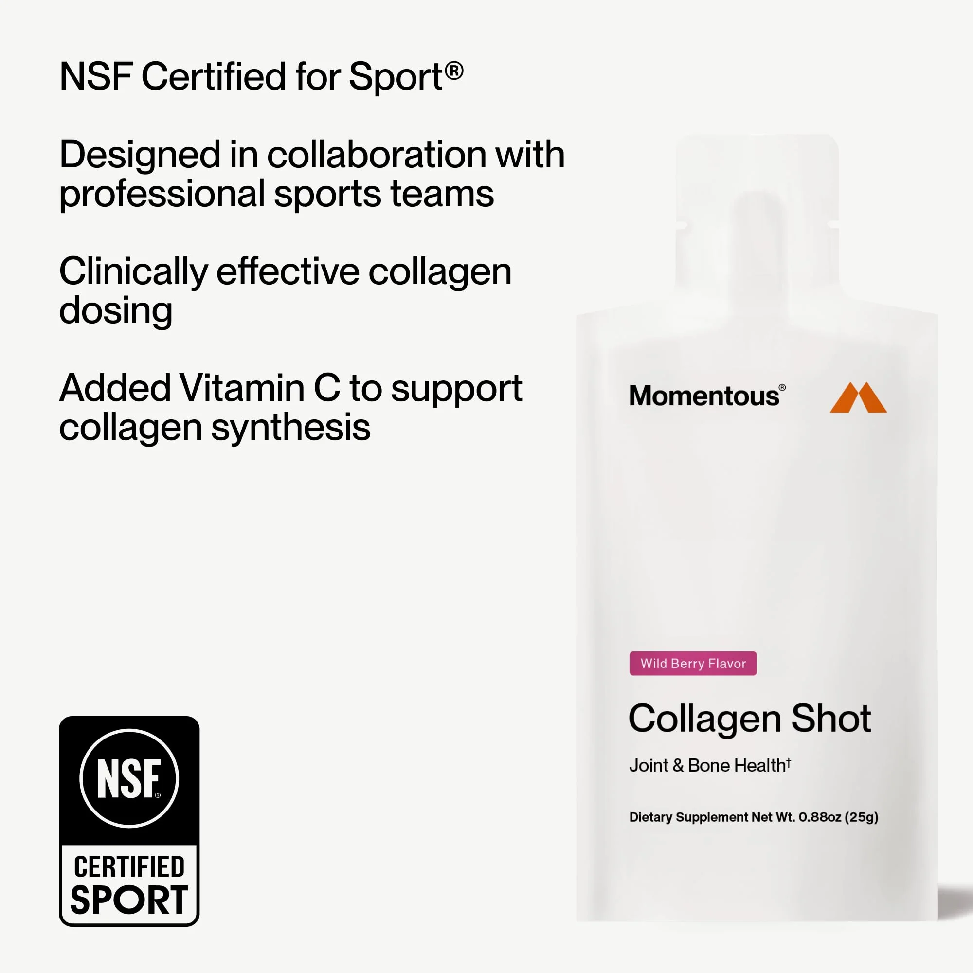 Momentous Collagen Shot - Hydrolyzed Collagen & Vitamin C | NSF Certified - Image 6