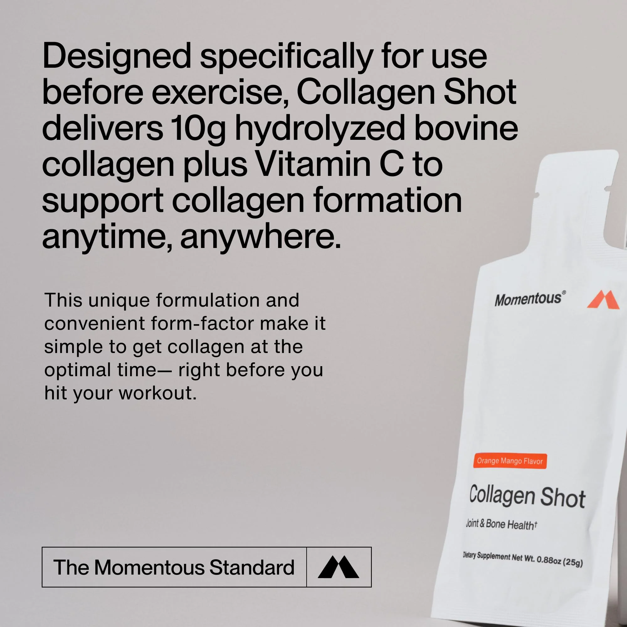 Momentous Collagen Shot - Hydrolyzed Collagen + Vitamin C, NSF Certified for Sport, Orange Mango, 15 Servings - Image 13