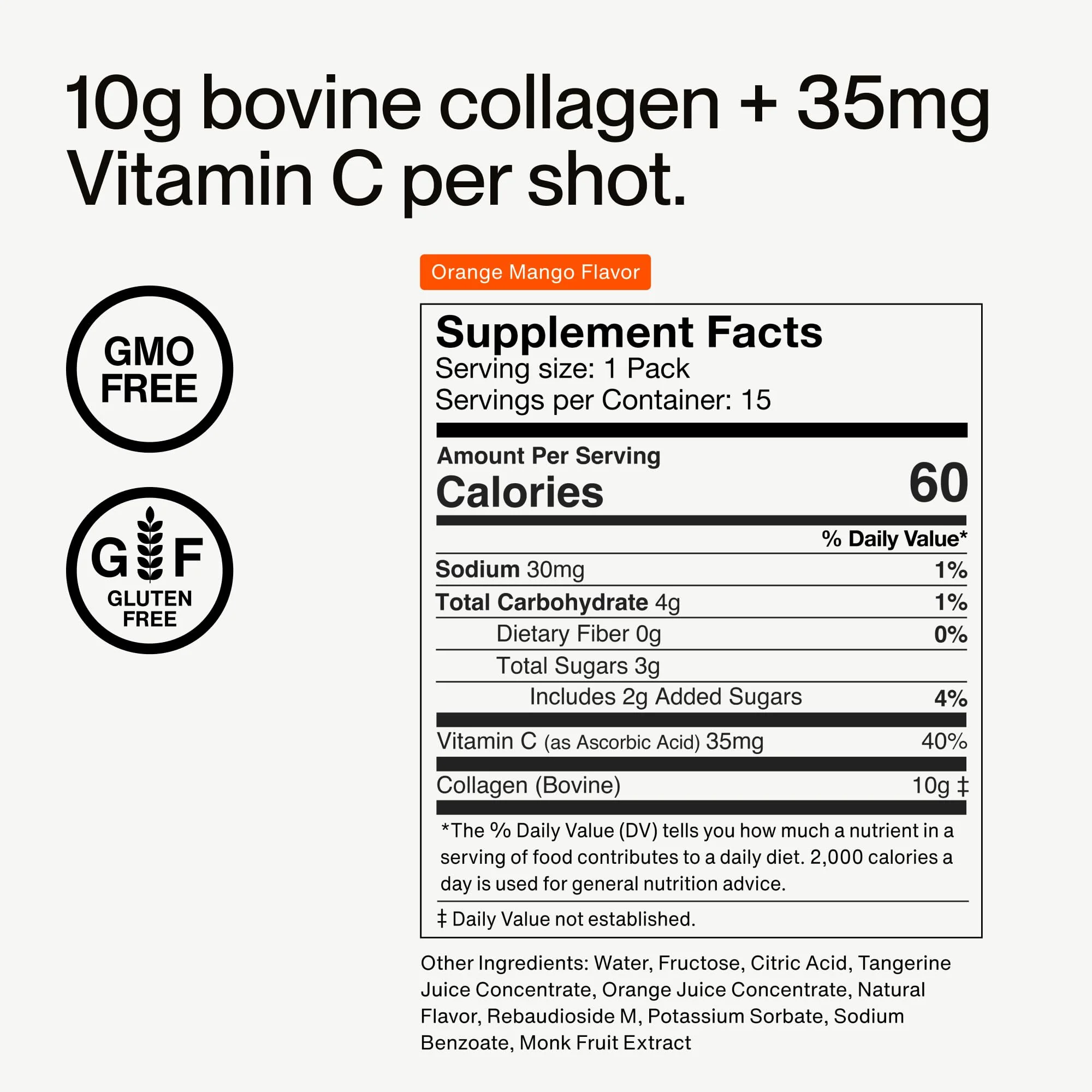 Momentous Collagen Shot - Hydrolyzed Collagen + Vitamin C, NSF Certified for Sport, Orange Mango, 15 Servings - Image 18