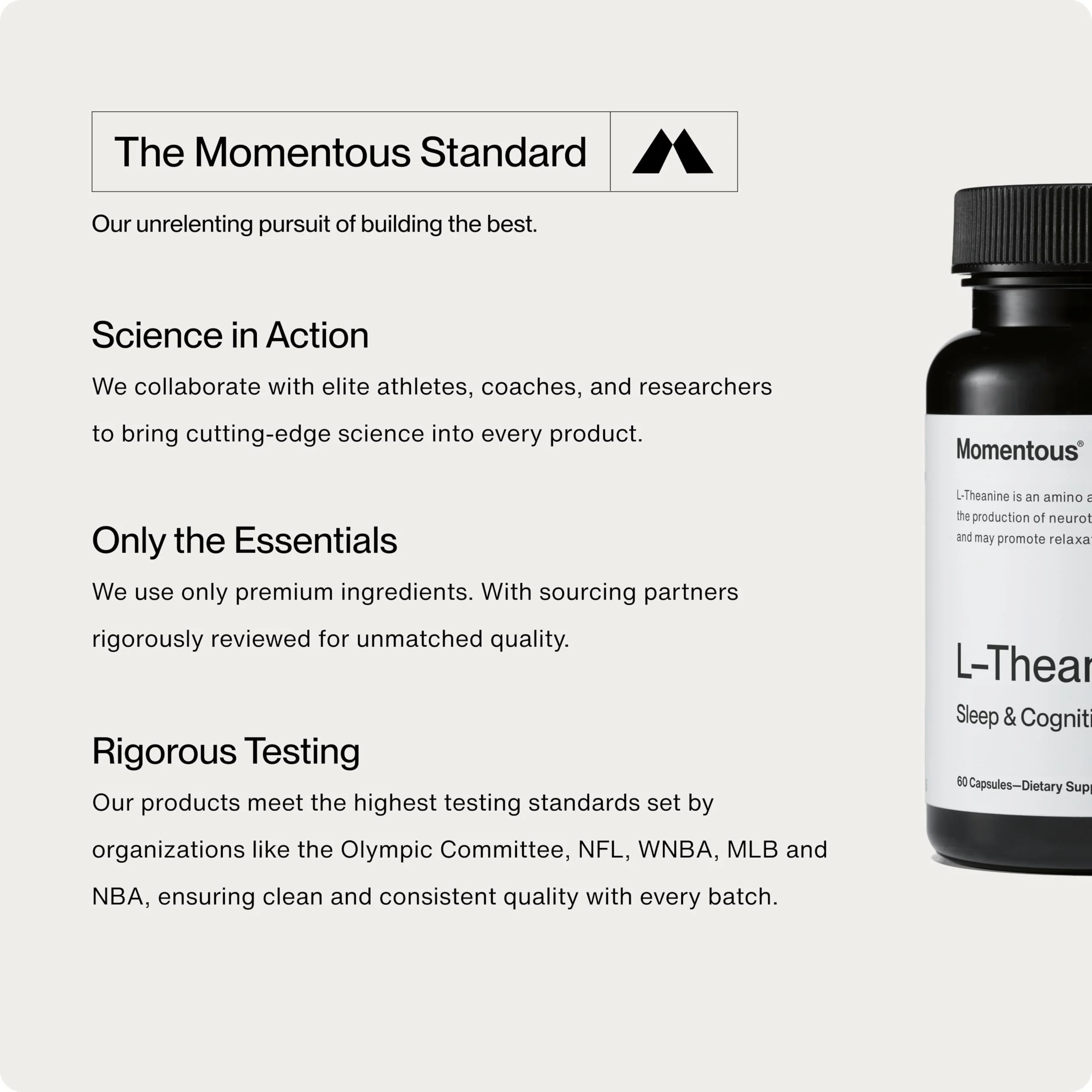 Momentous L-Theanine Supplement – 200 mg Capsules for Relaxation & Focus | NSF Certified for Sport | Gluten- & GMO-Free | 60 Servings - Image 13