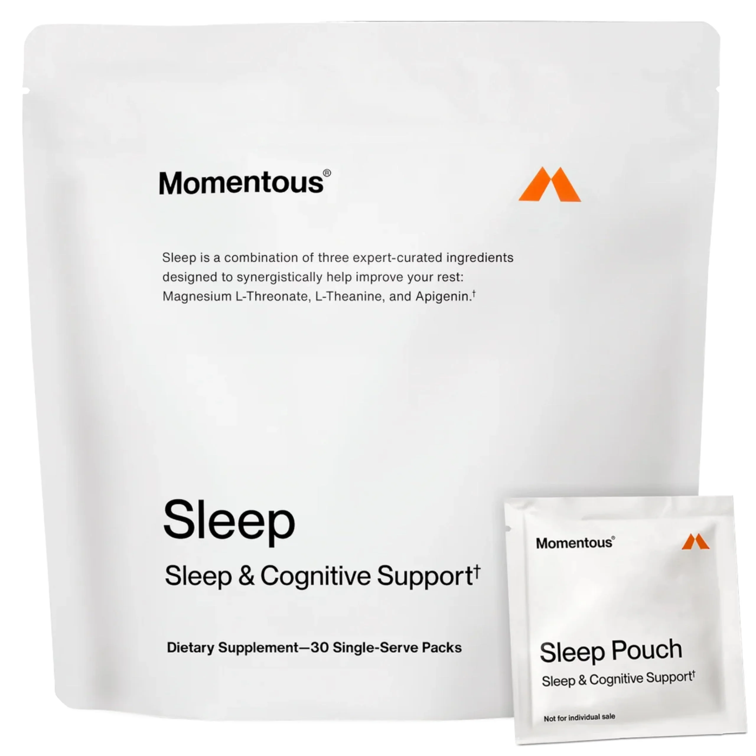 Momentous Nightly Sleep Pack – Magnesium L-Threonate, L-Theanine & Apigenin | 30 Servings | NSF Certified for Sport