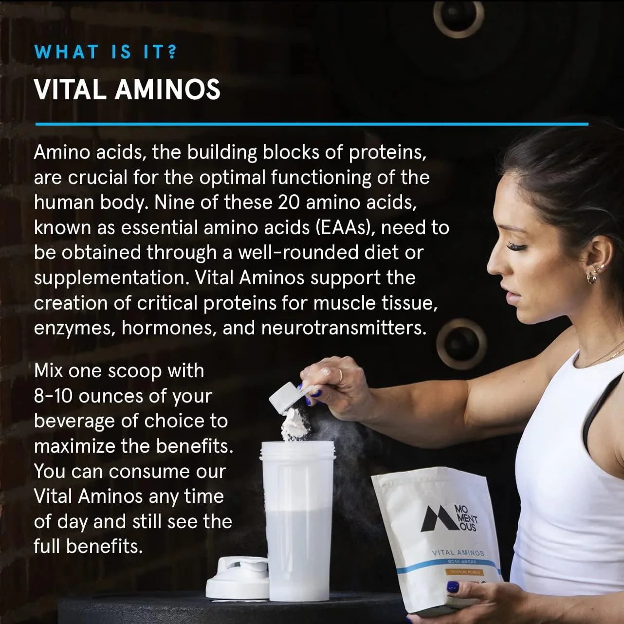 Momentous Vital Aminos Powder – 13 Amino Acids (EAAs + extras) | BCAA & EAA | Tropical Punch | NSF Certified for Sport | GMO & Gluten-Free | 30 Servings - Image 11