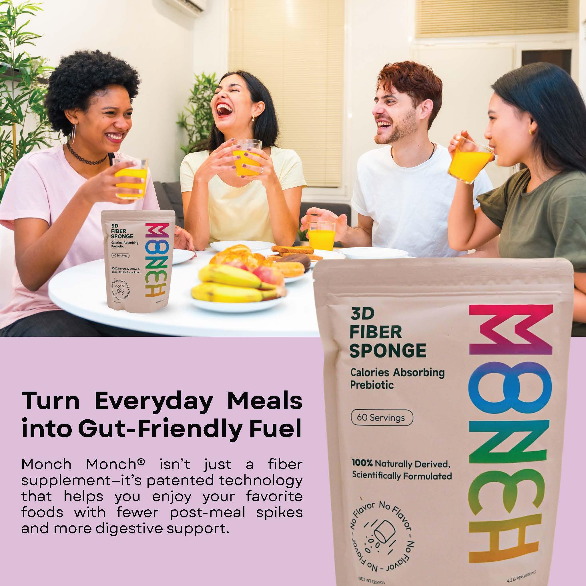 Monch Monch Calorie Absorbing Fiber Sponge – 60 Ct | Vegan, Sugar-Free Konjac Gum & Prebiotic Fiber - Image 2