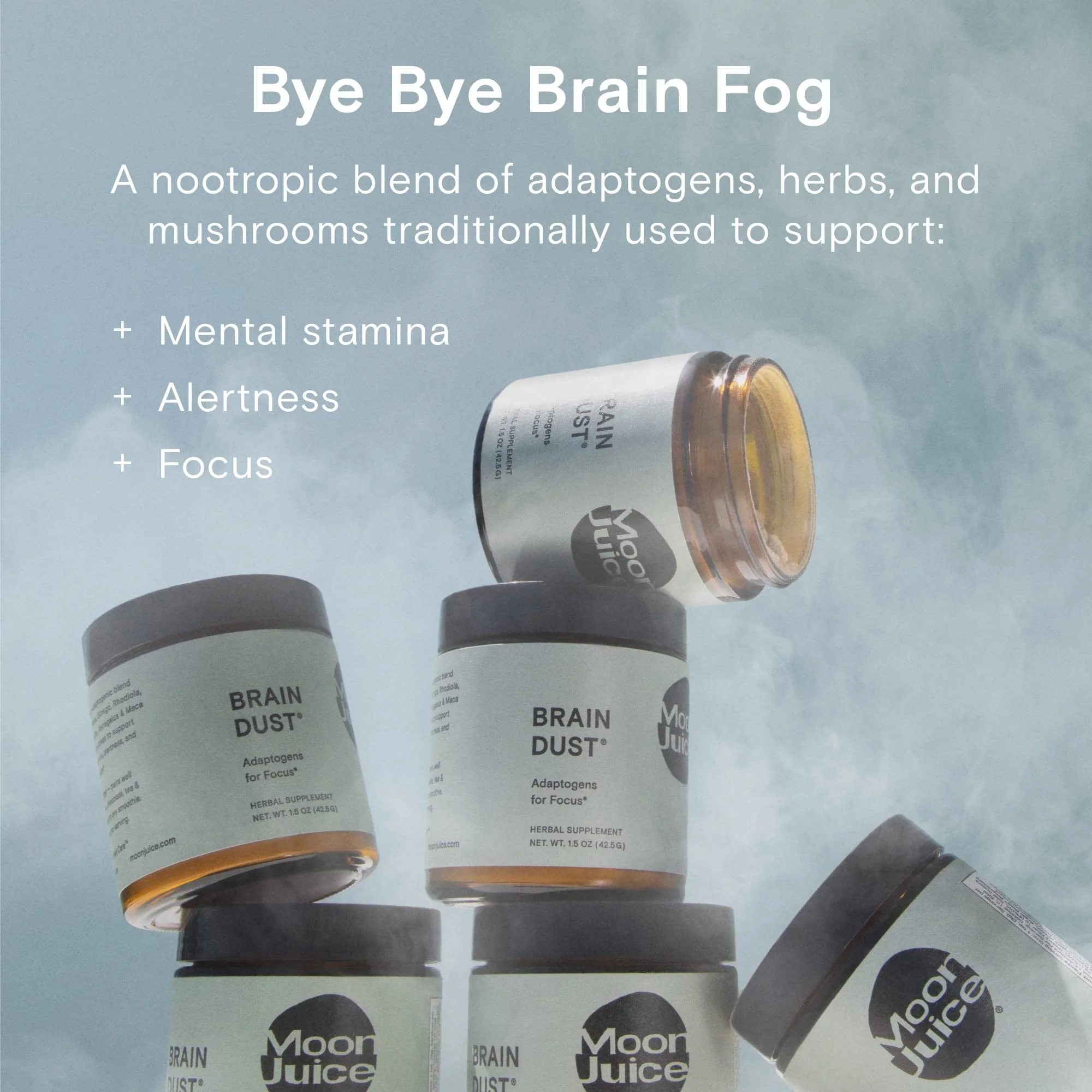 Moon Juice Brain Dust - Adaptogenic Mushroom Support for Focus, Memory & Clarity | Lion’s Mane, Ginkgo Biloba & Ashwagandha - Caffeine-Free, Vegan - 1.5 oz - Image 6