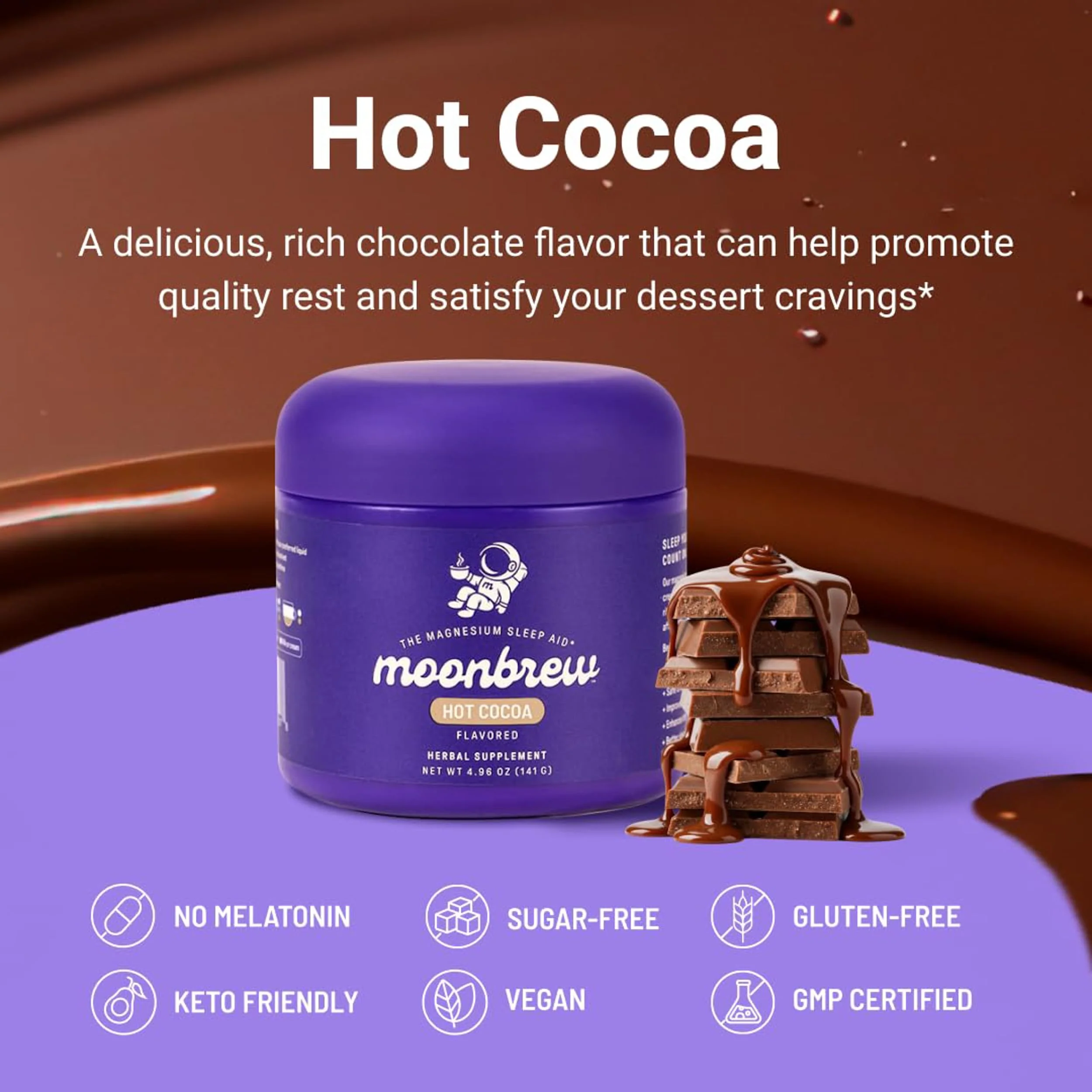MoonBrew Nighttime Magnesium Hot Cocoa – Sleep Support (Melatonin-Free) with L-Theanine & Chamomile - Image 12