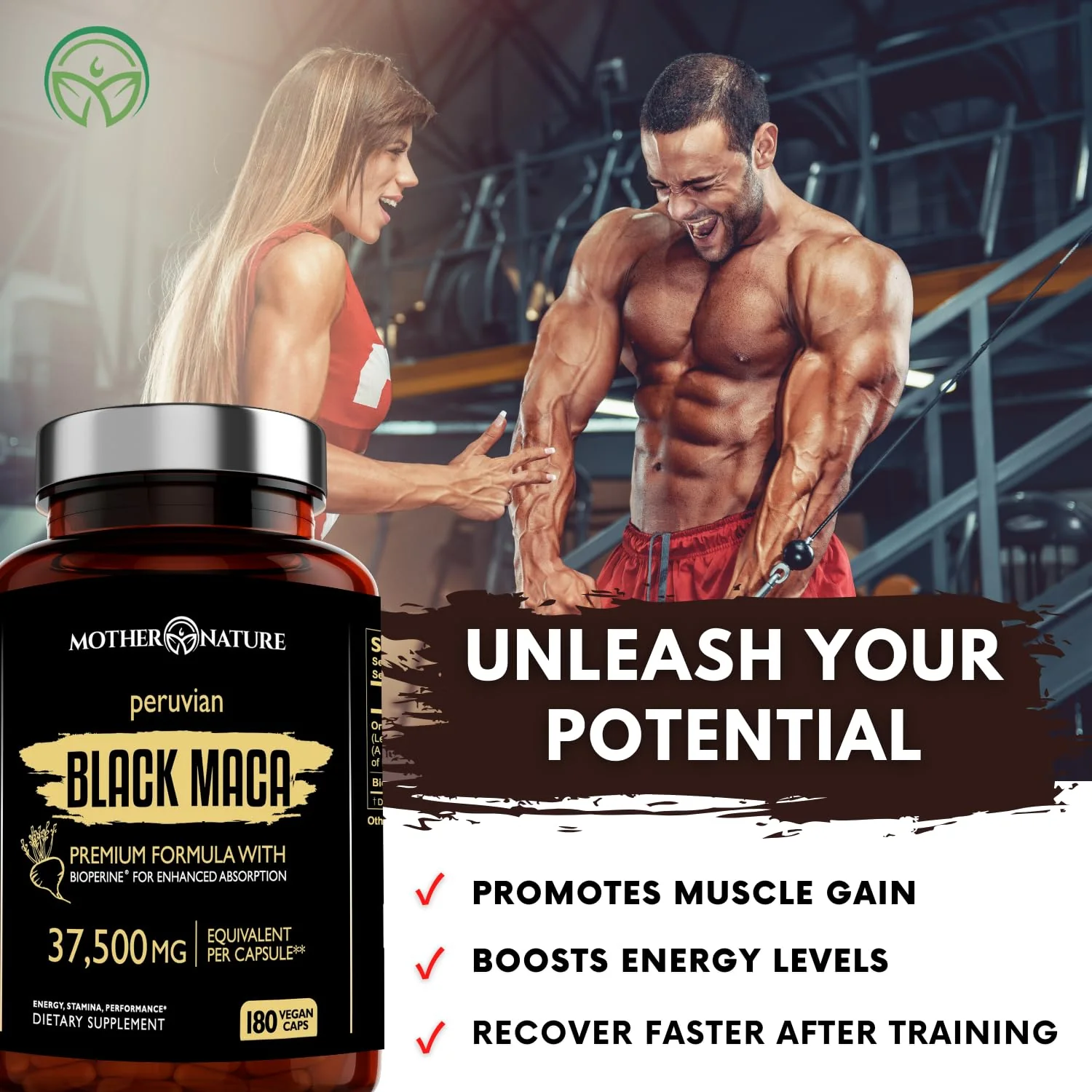 Mother Nature Black Maca 50:1 Extract – 37,500mg per Serving, 180 Vegan Capsules for Men - Image 15