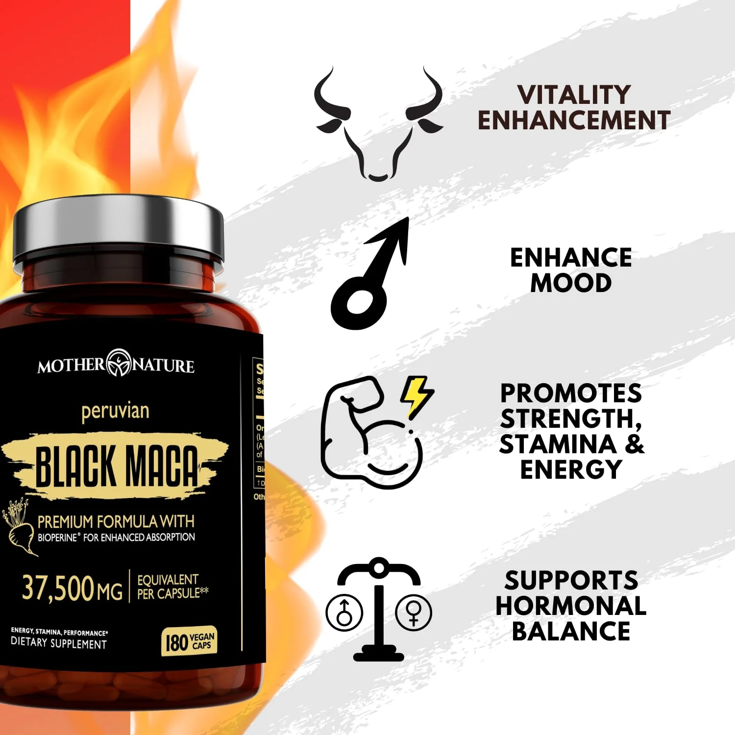 Mother Nature Black Maca 50:1 Extract – 37,500mg per Serving, 180 Vegan Capsules for Men - Image 16
