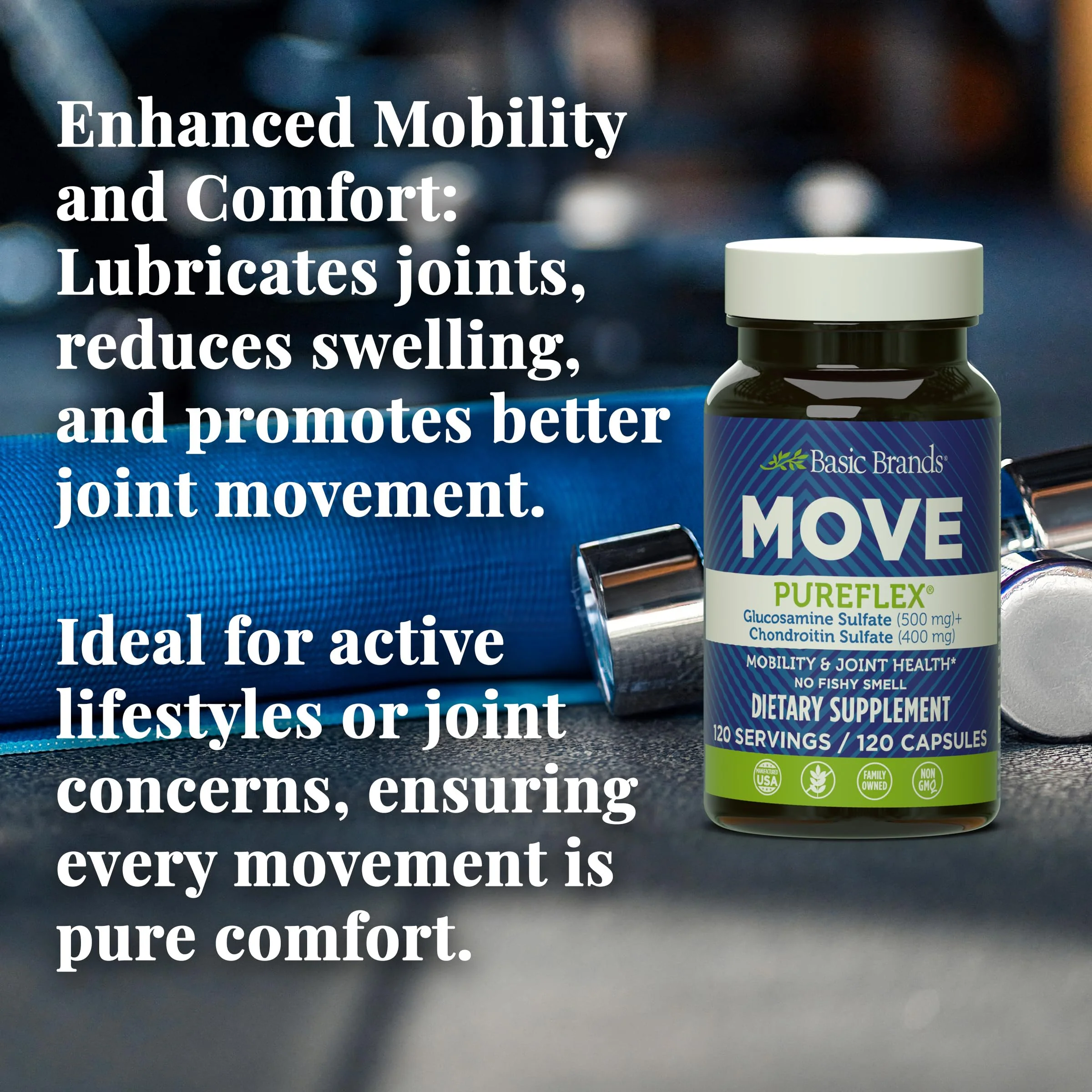 Move Pureflex Glucosamine Chondroitin – Joint Support Supplement (120 Capsules, 2-Pack) - Image 3