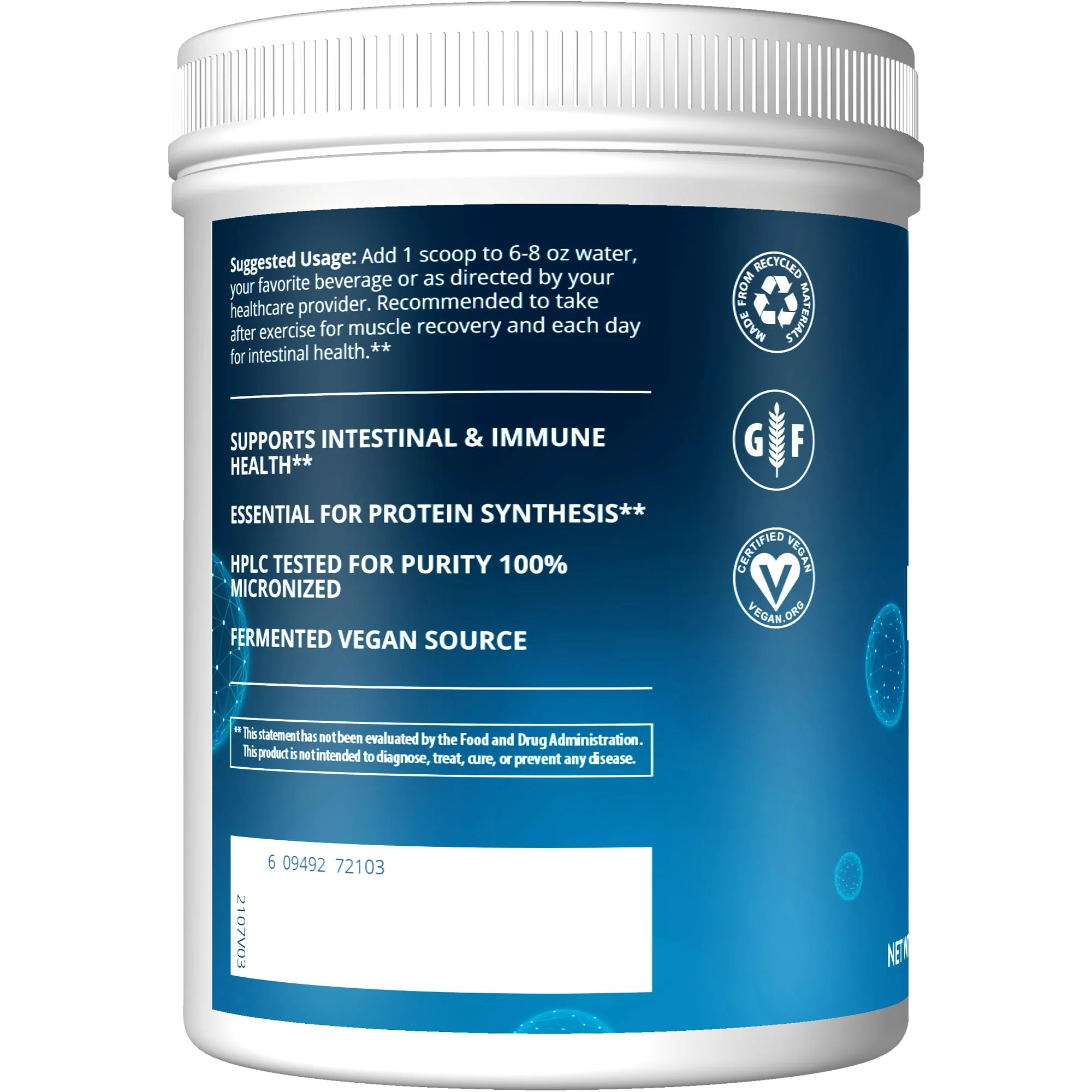 MRM L-Glutamine Powder 5000mg – Fermented Vegan Amino Acid for Gut Health & Recovery | 200 Servings - Image 3