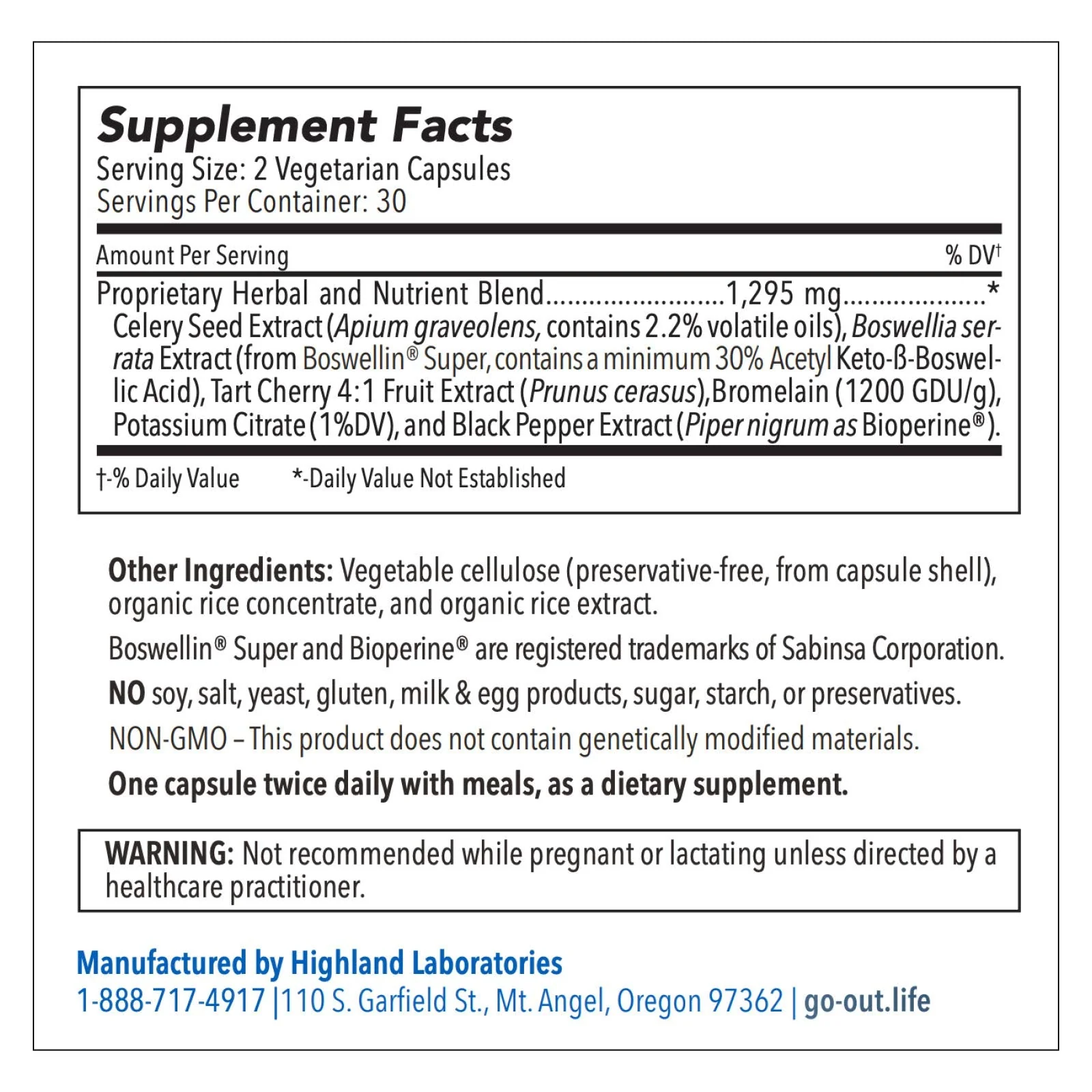 Mt. Angel Go Out Extra Strength Uric Acid Support - Tart Cherry, Celery Seed & Turmeric - 60 Caps - Image 8