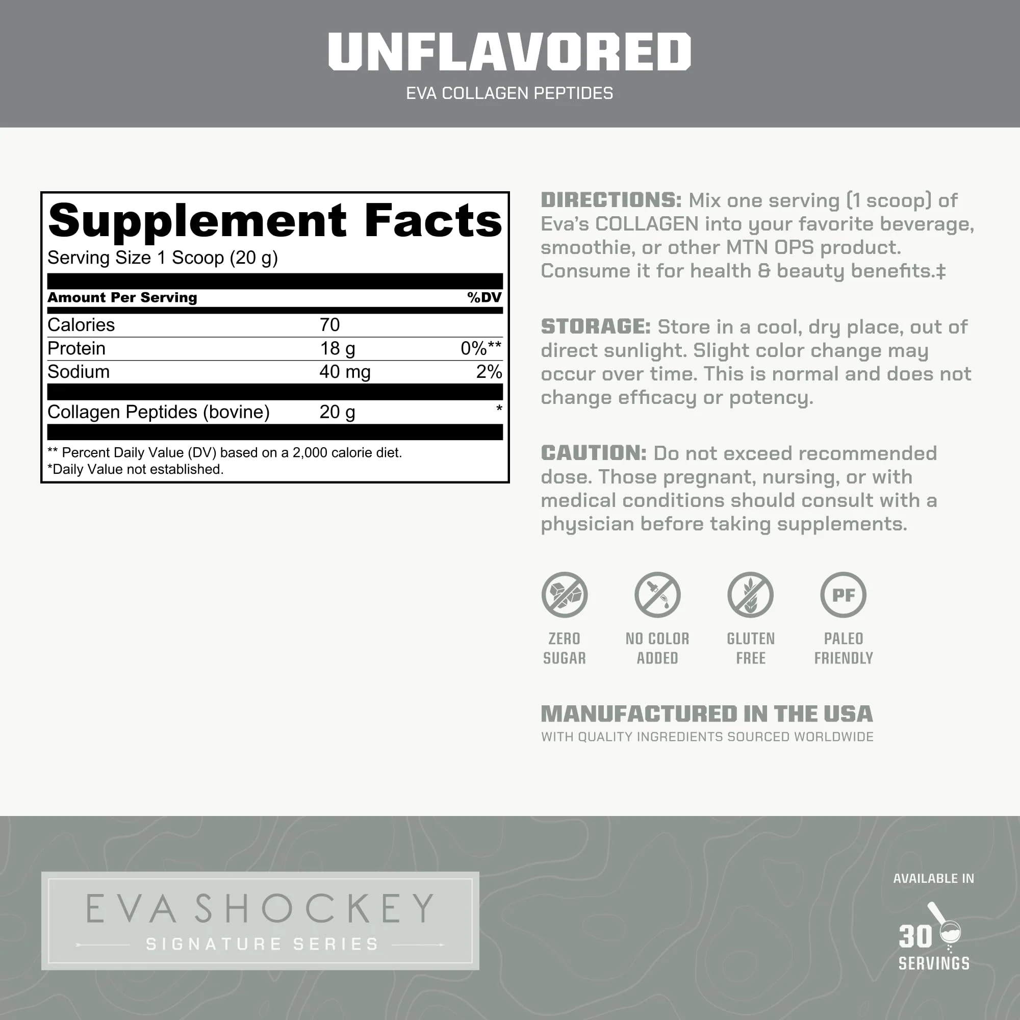 MTN OPS Collagen Peptide Protein Powder – Eva Shockey Signature, 20g Unflavored, Zero Sugar, 30 Servings - Image 21