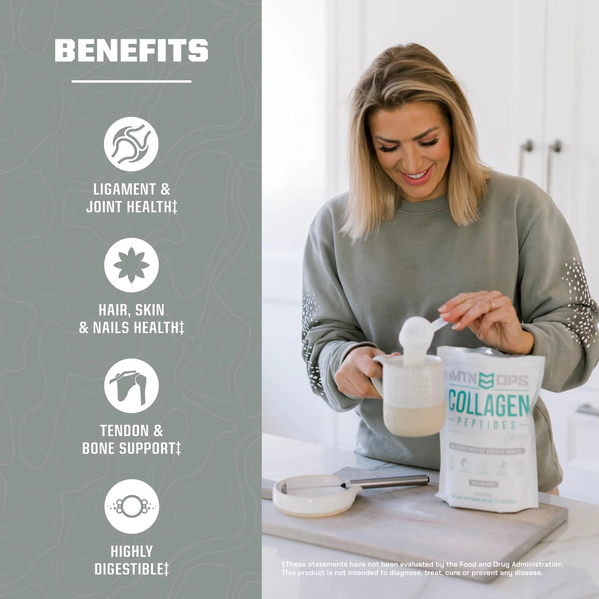 MTN OPS Collagen Peptide Protein Powder – Eva Shockey Signature, 20g Unflavored, Zero Sugar, 30 Servings - Image 4