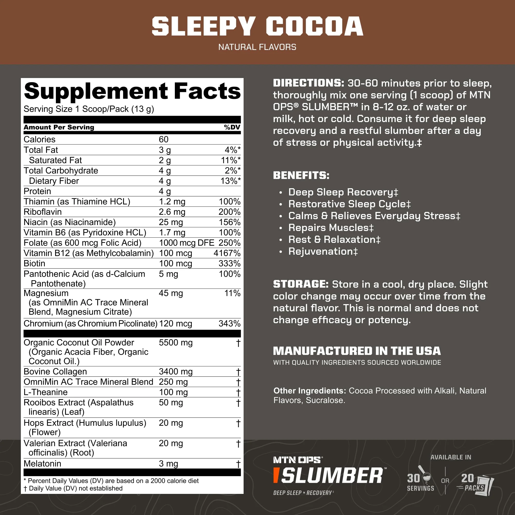 MTN OPS Slumber – Sleep Aid for Deep Sleep & Muscle Recovery (20 Servings) - Image 3