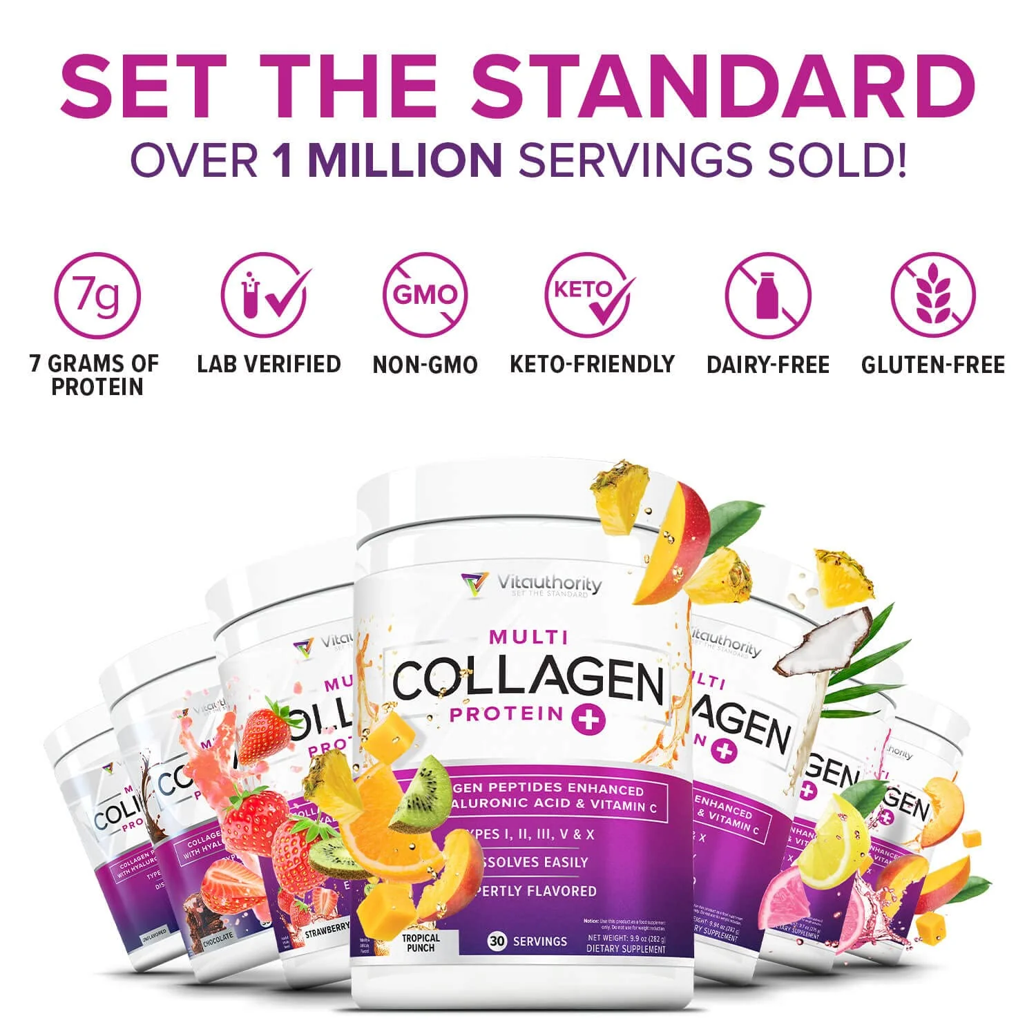 Multi Collagen Peptides for Women – Strawberry, 30 Servings | Hydrolyzed 5-Type Collagen, Vitamin C & Hyaluronic Acid - Image 4