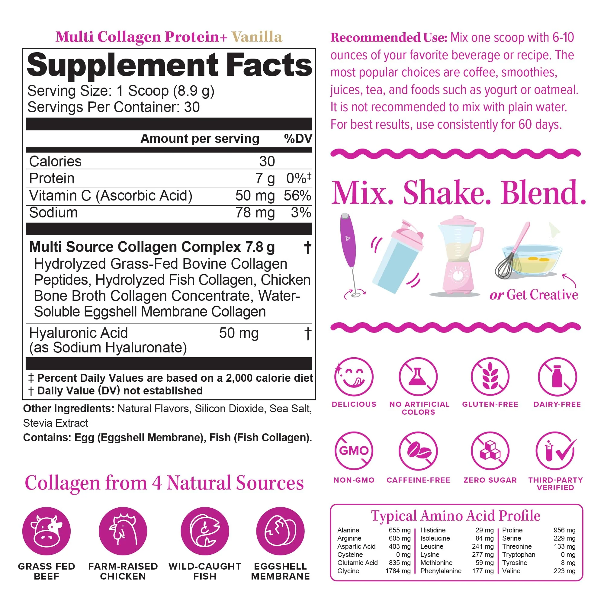Multi Collagen Peptides Powder for Women – Vanilla, Vitamin C & Hyaluronic Acid - Image 2
