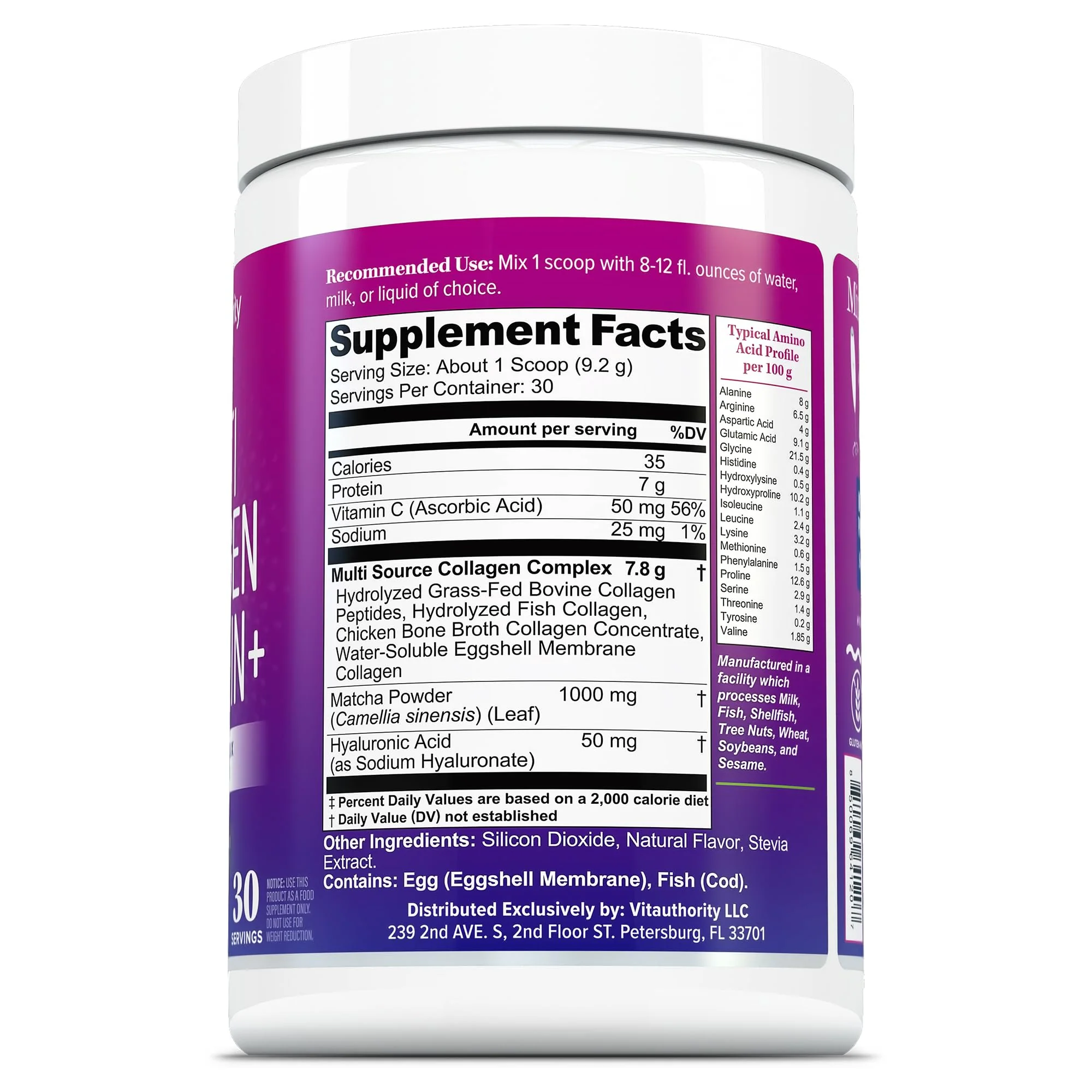 Multi Collagen Protein Powder for Women - Types I II III V & X with Vitamin C & Hyaluronic Acid, Matcha Flavor, 30 Servings - Image 7