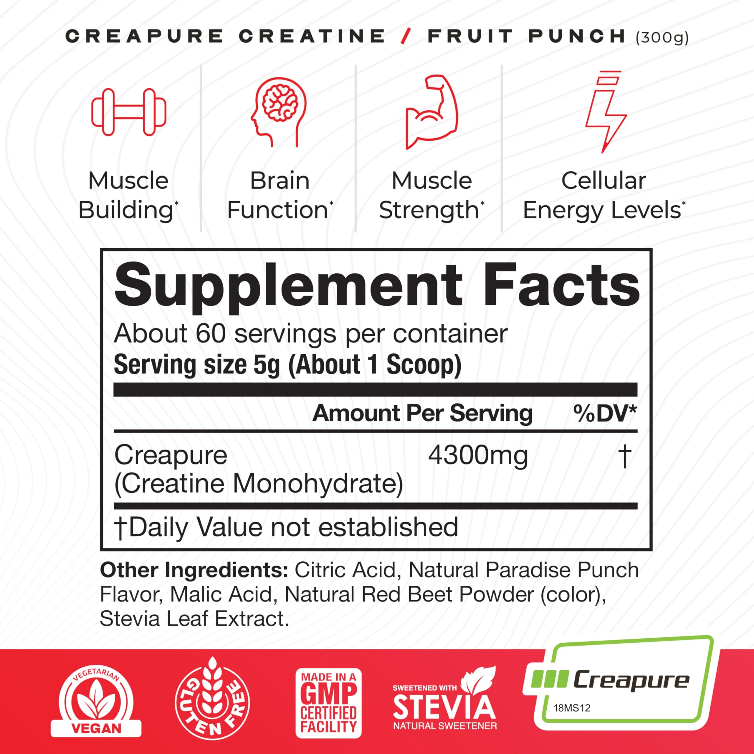 Muscle Feast Creapure Creatine Monohydrate Powder – Natural Fruit Punch, 60 Servings - Image 13