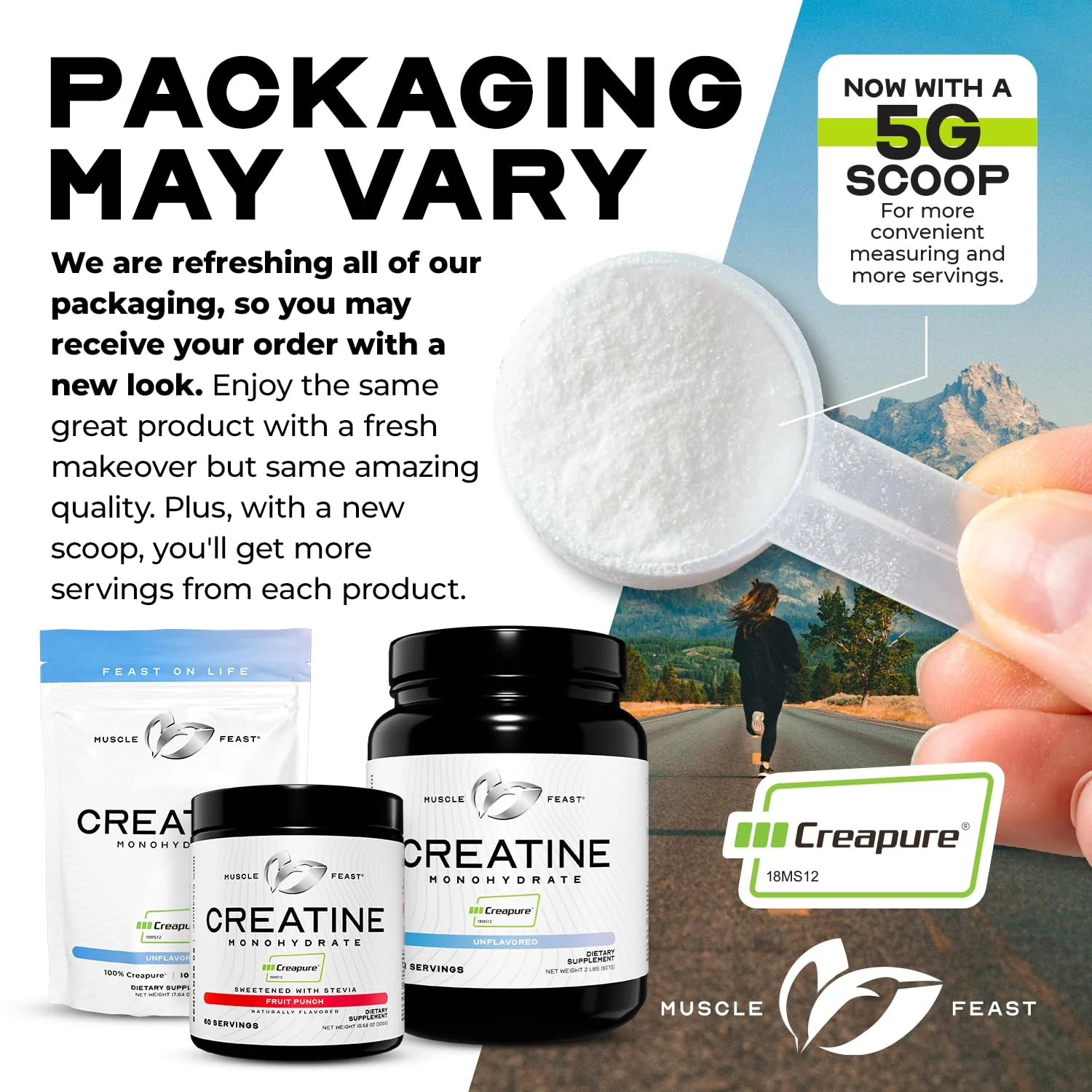 Muscle Feast Creapure Creatine Monohydrate Powder – Natural Fruit Punch, 60 Servings - Image 3