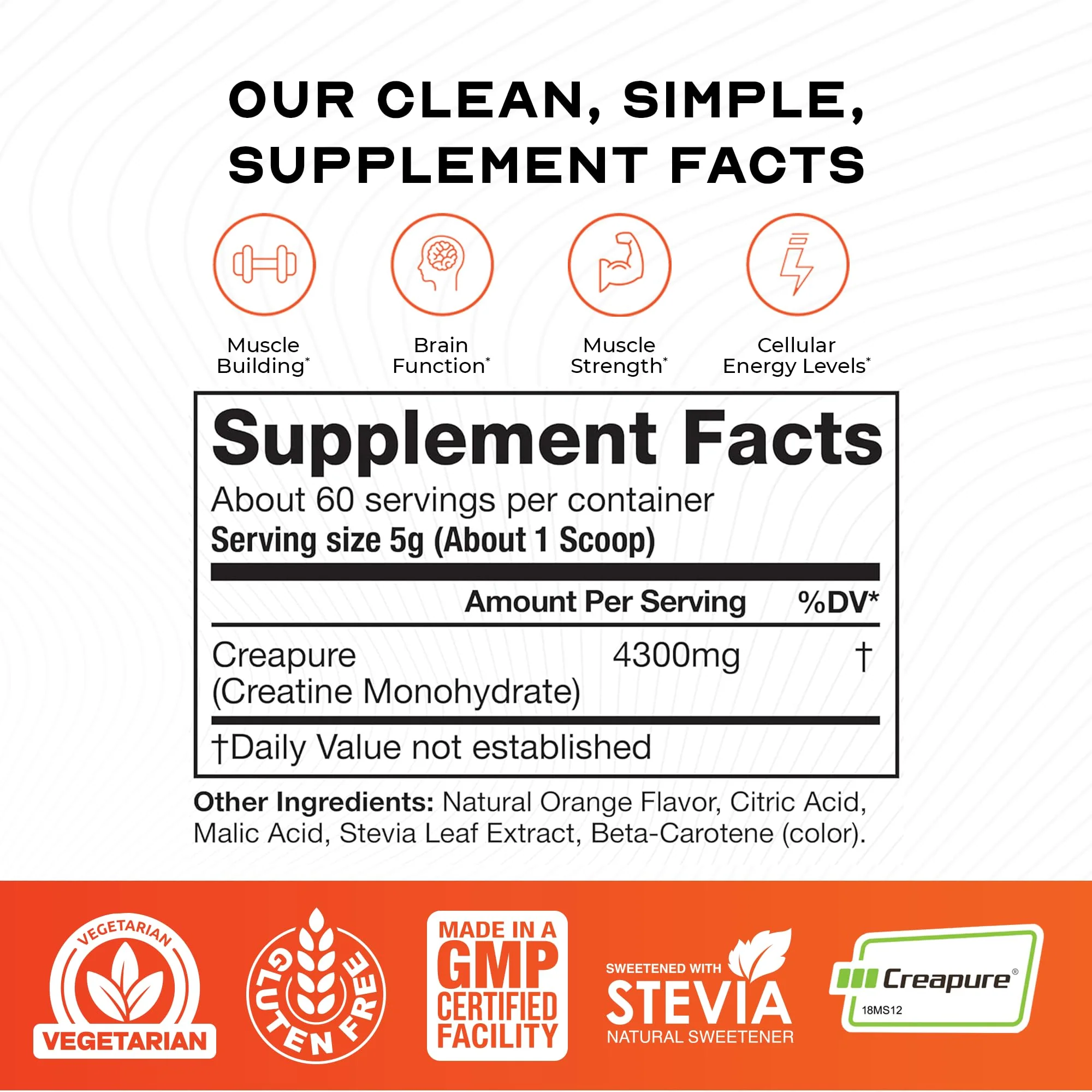 Muscle Feast Creapure Creatine Monohydrate Powder – Natural Orange, 300g | Vegan, Gluten-Free, Easy to Mix - Image 12